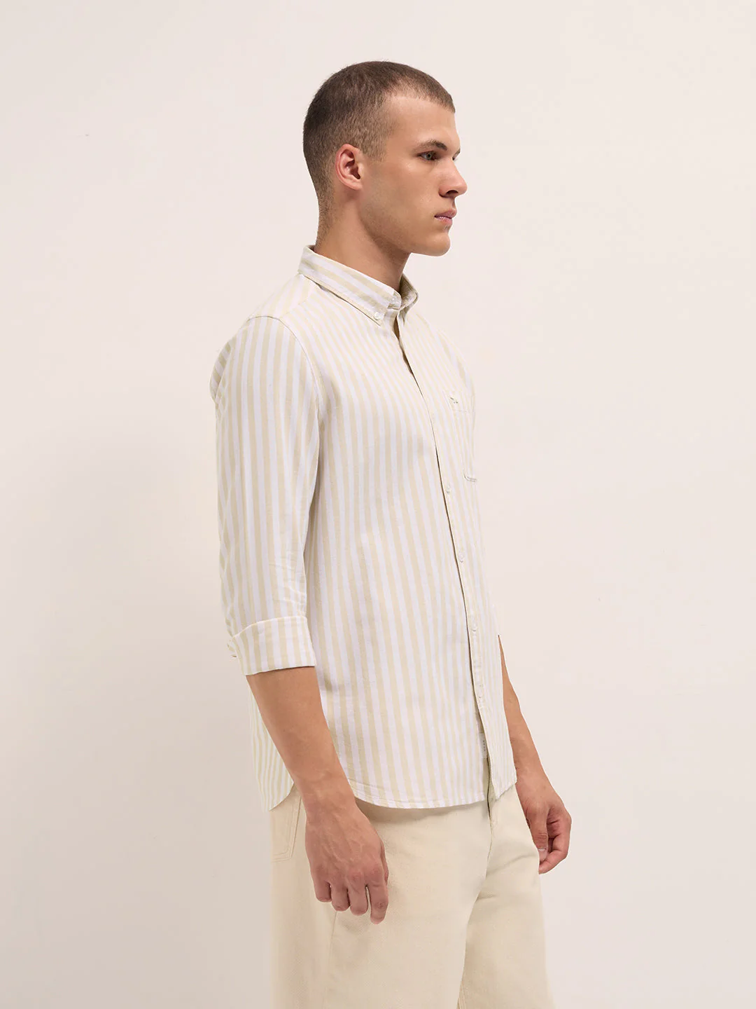 Men Beige Casual Shirt - Image 3