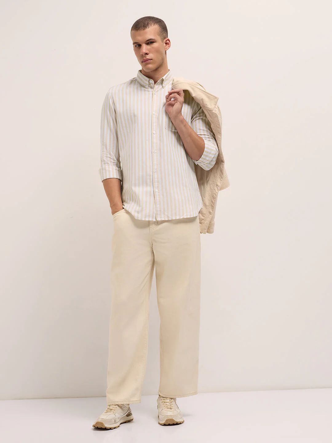 Men Beige Casual Shirt - Image 4
