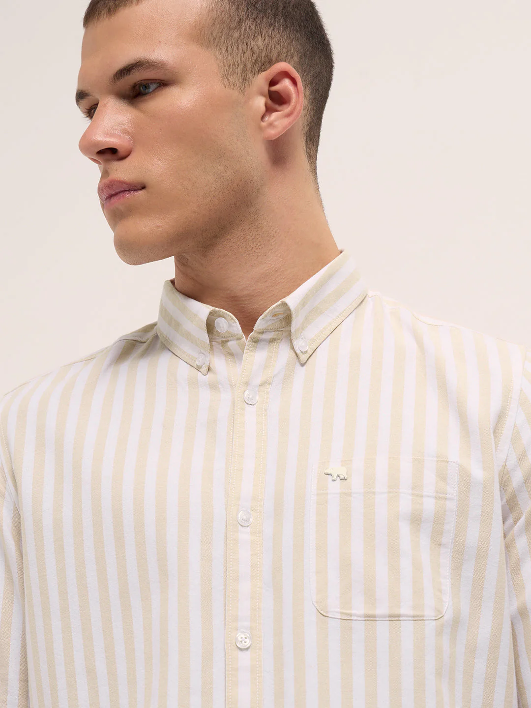 Men Beige Casual Shirt - Image 5