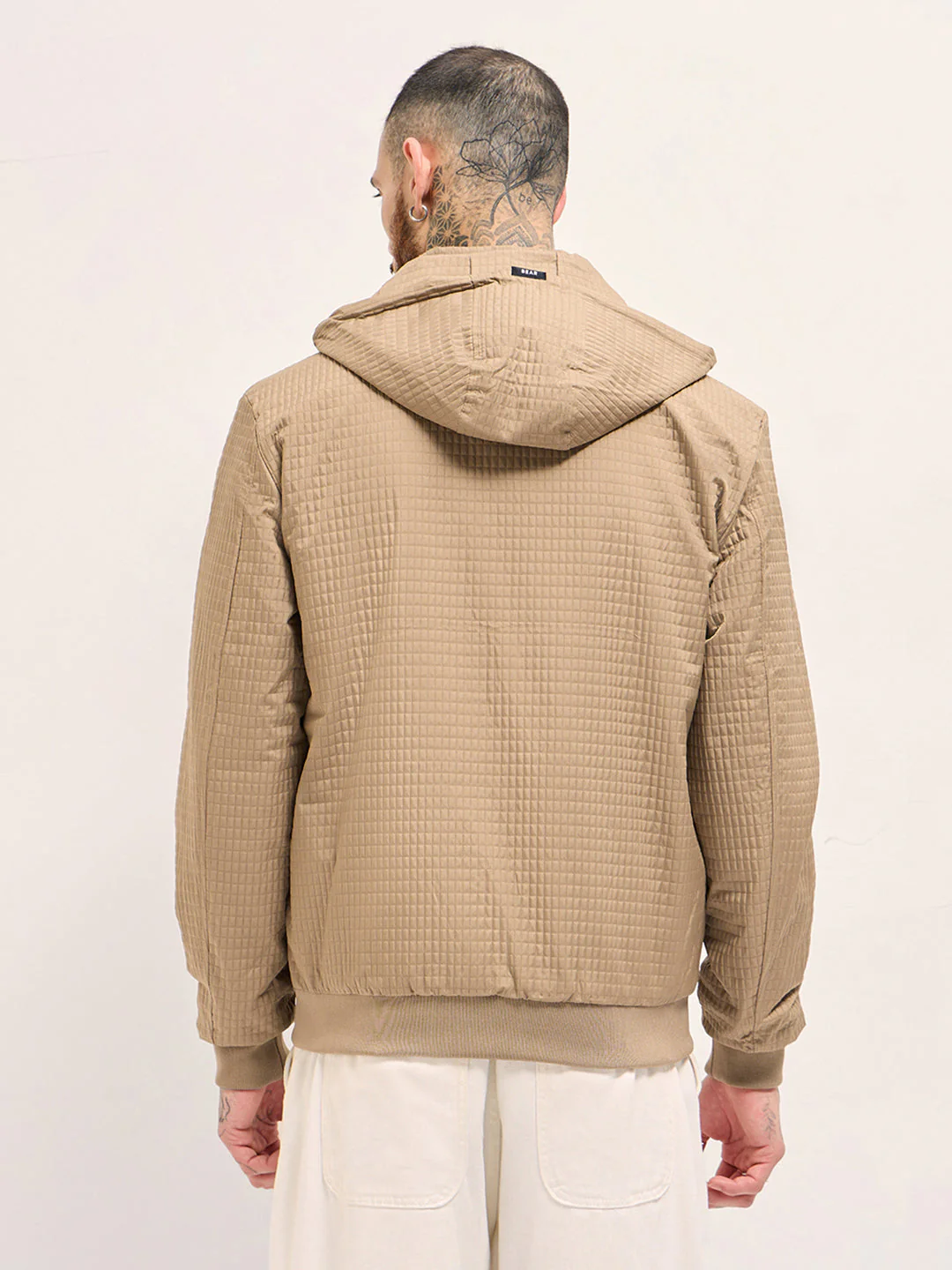 Men Beige Checked Jacket - Image 2