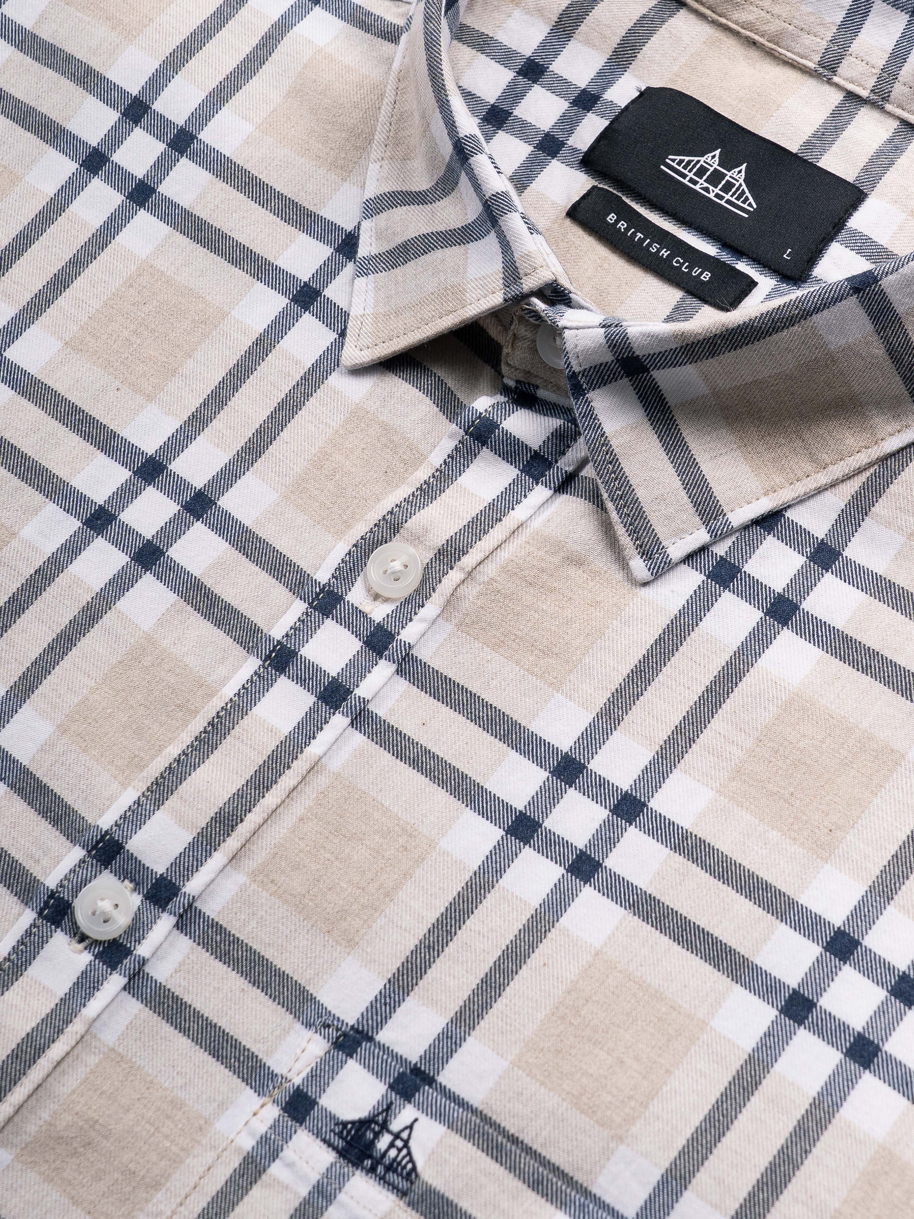 Men Beige Checked Shirt - Image 7