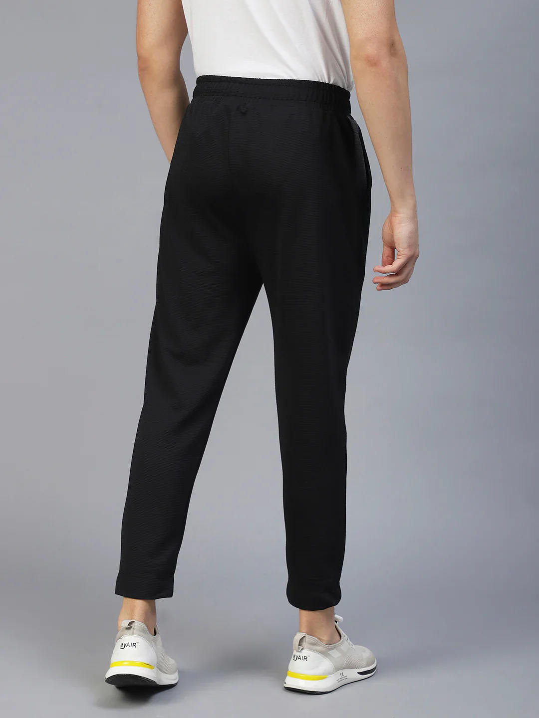 Men Black Poly Corduroy Jogger - Image 2