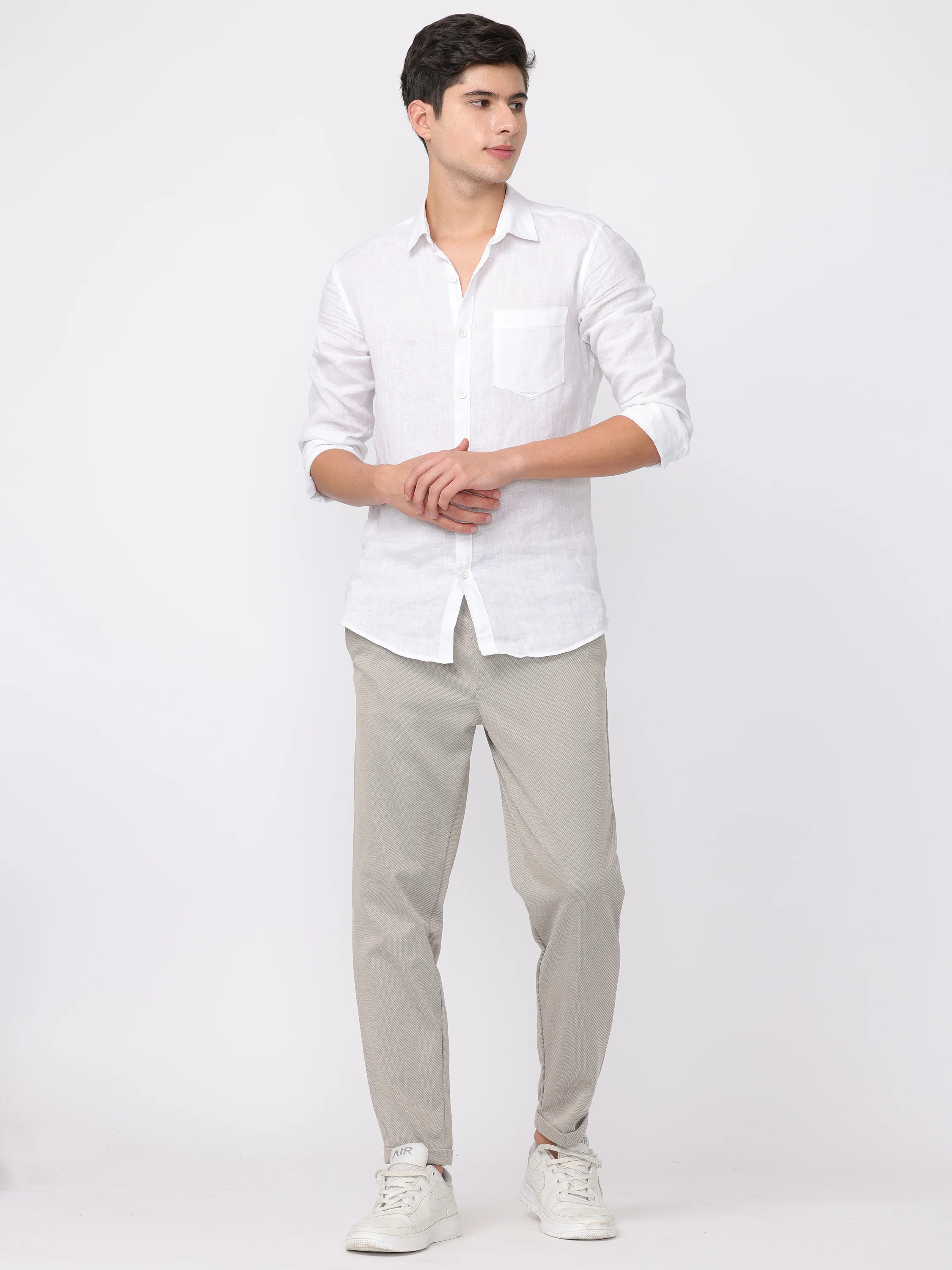 Men Beige Comfort Fit Joggers - Image 2