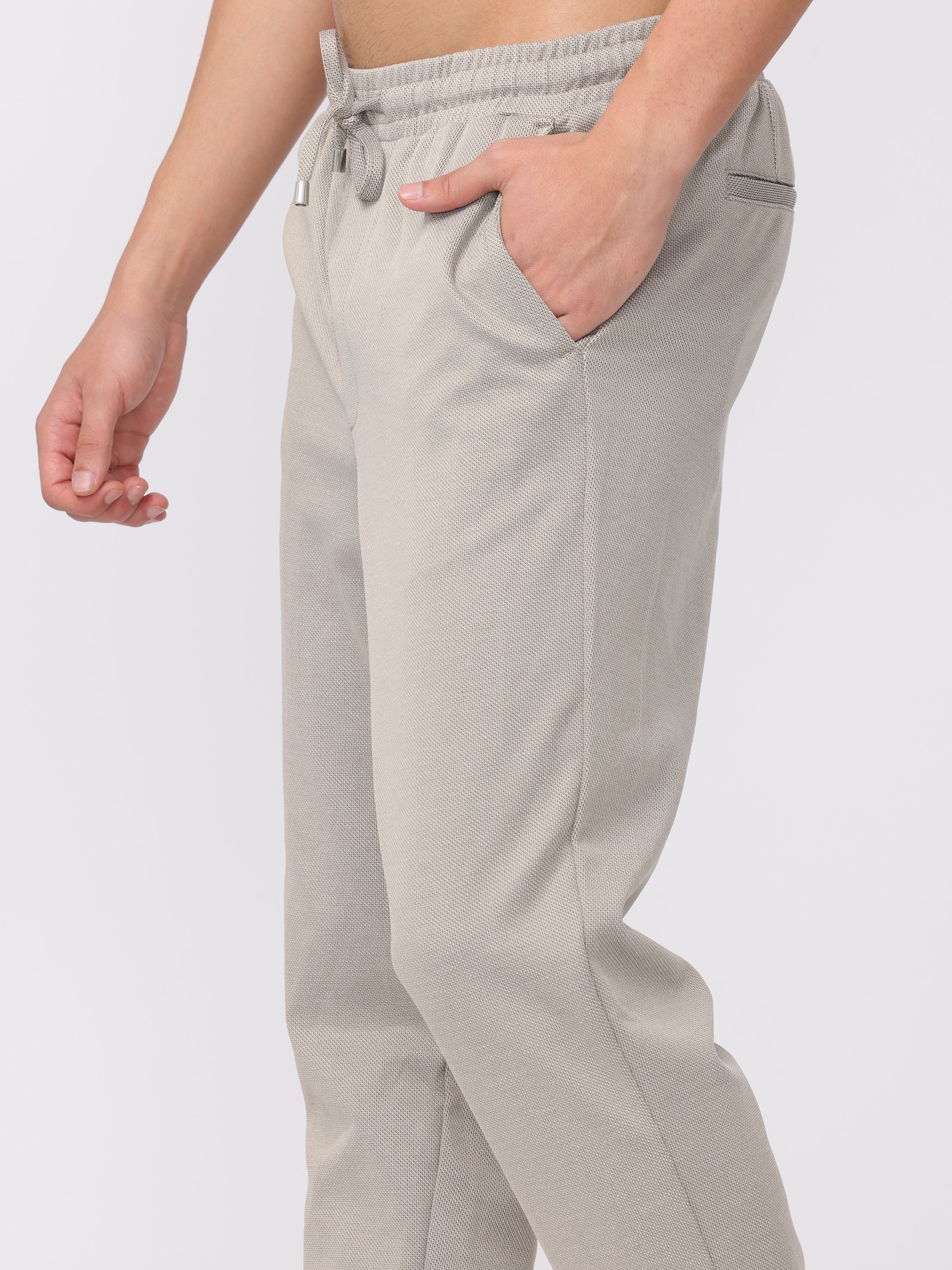 Men Beige Comfort Fit Joggers - Image 6