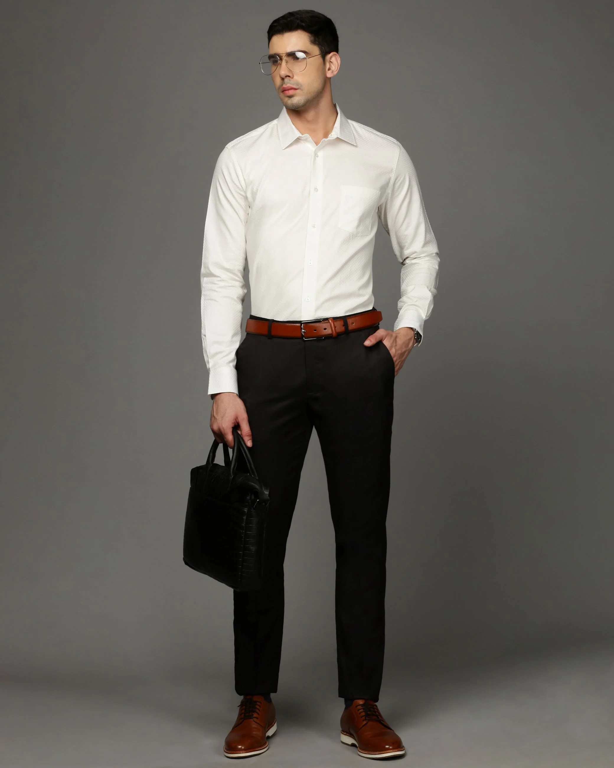 Men Beige Cotton Blend Slim Shirt - Image 6