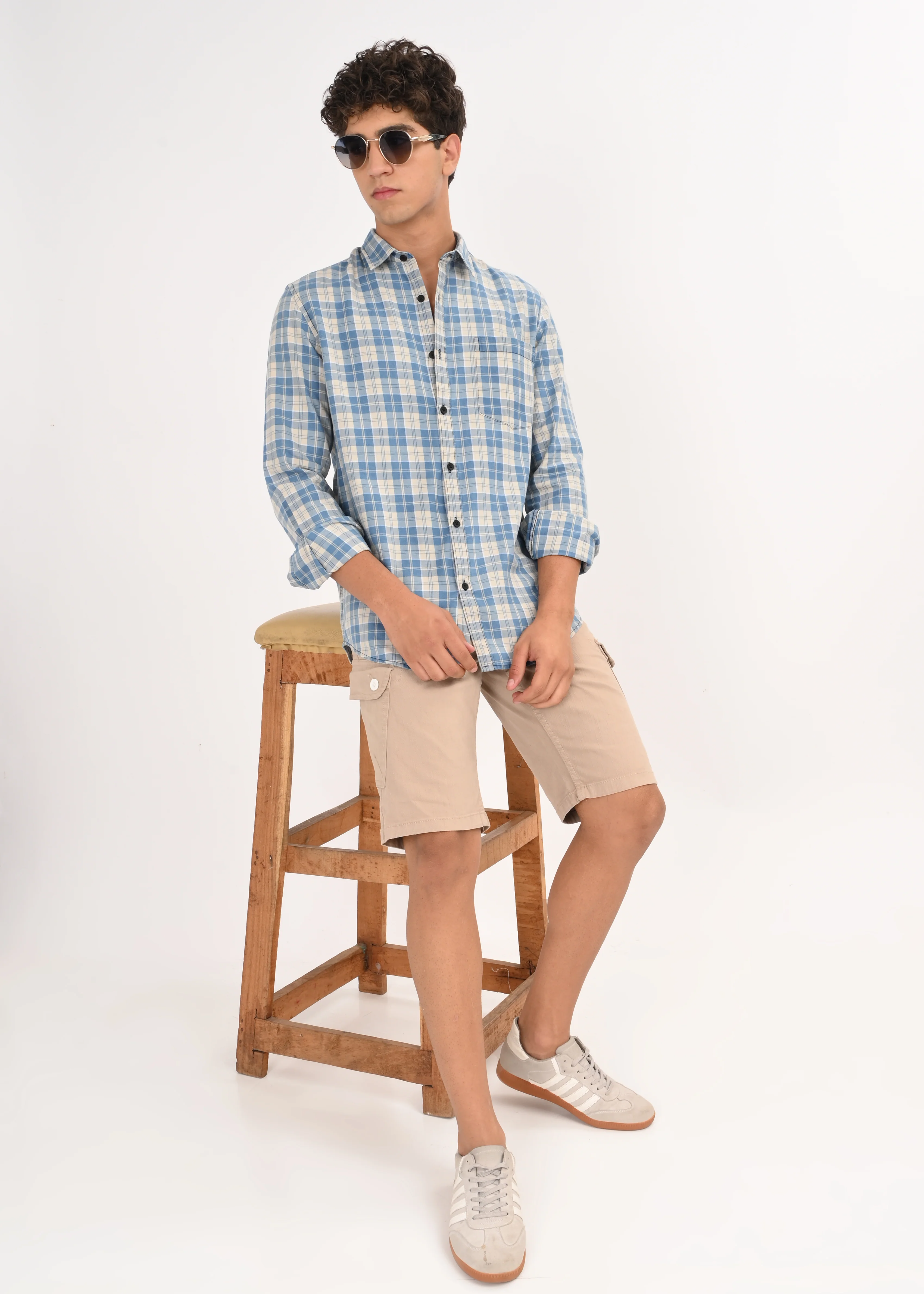 Men Indigo Dyed Checked Shirt - Image 10