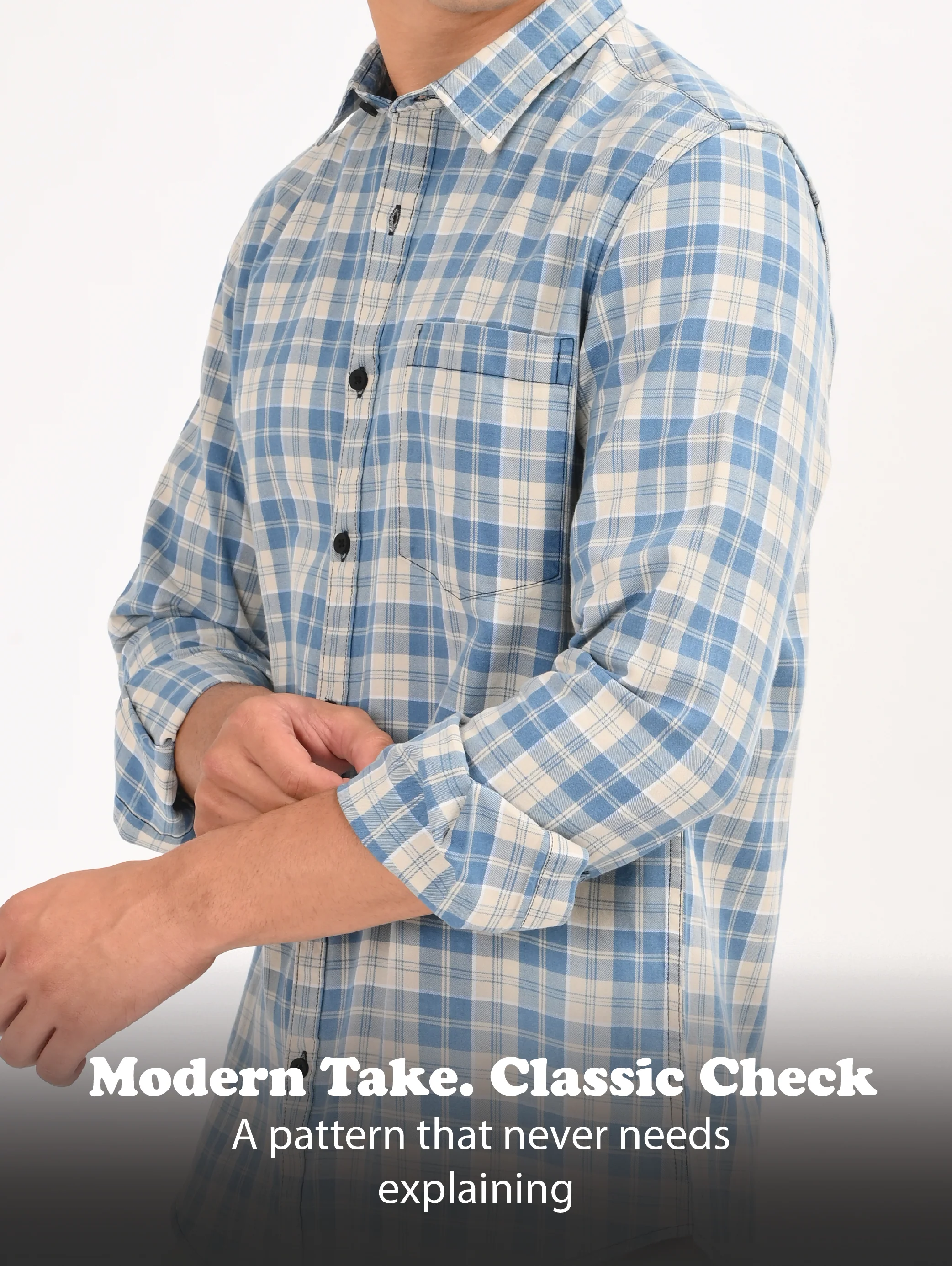 Men Indigo Dyed Checked Shirt - Image 12