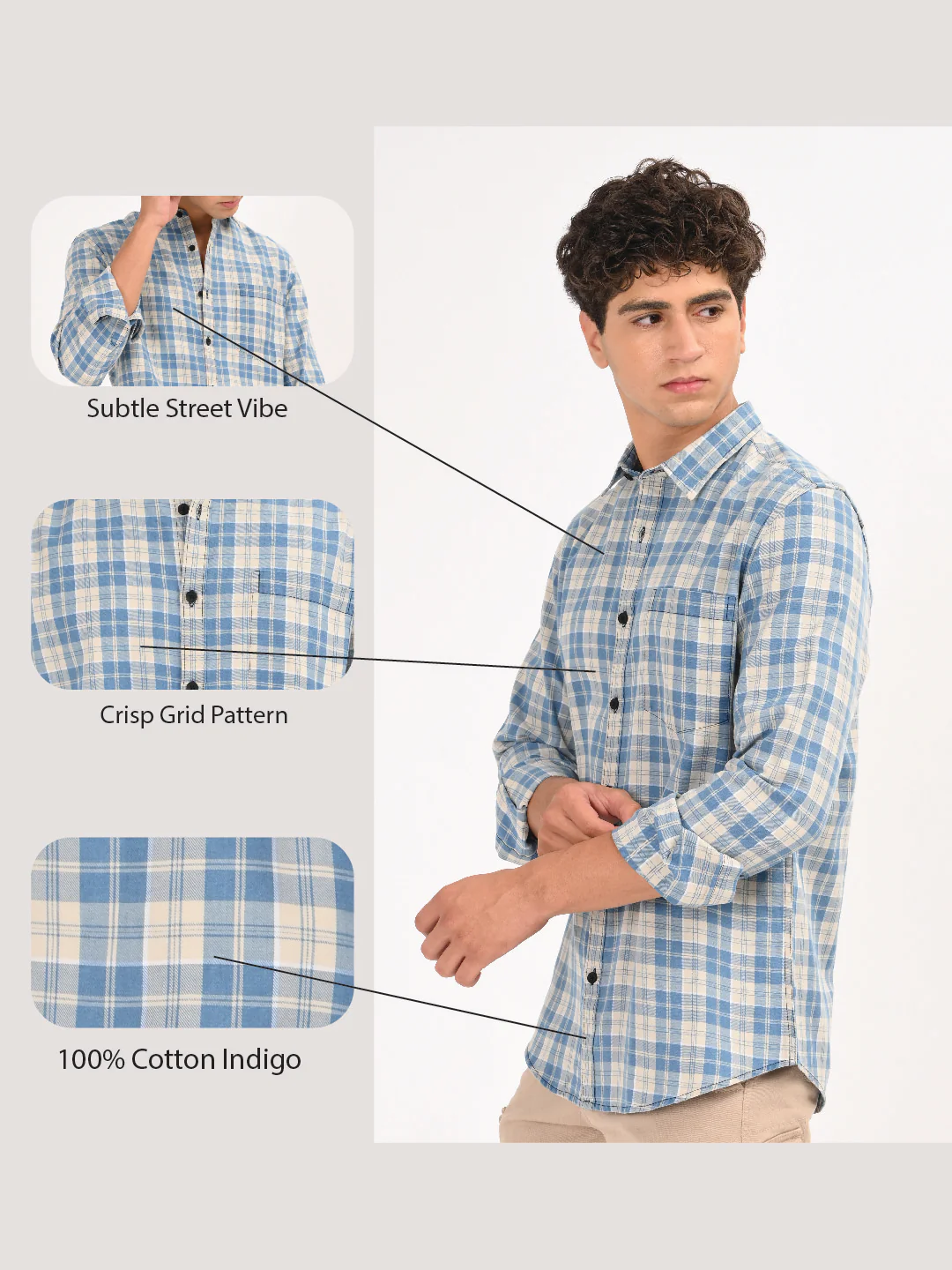 Men Indigo Dyed Checked Shirt - Image 15