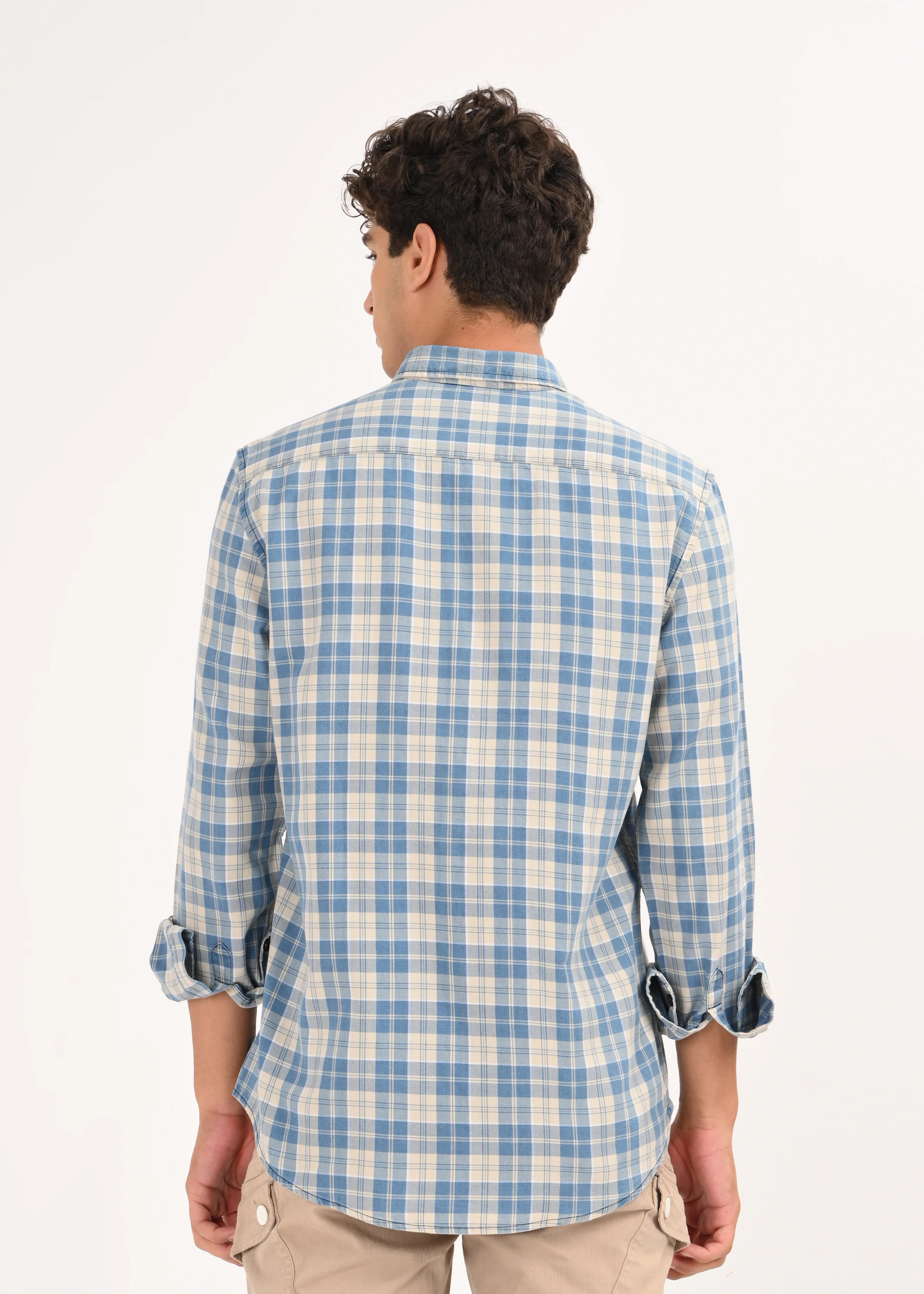 Men Indigo Dyed Checked Shirt - Image 2