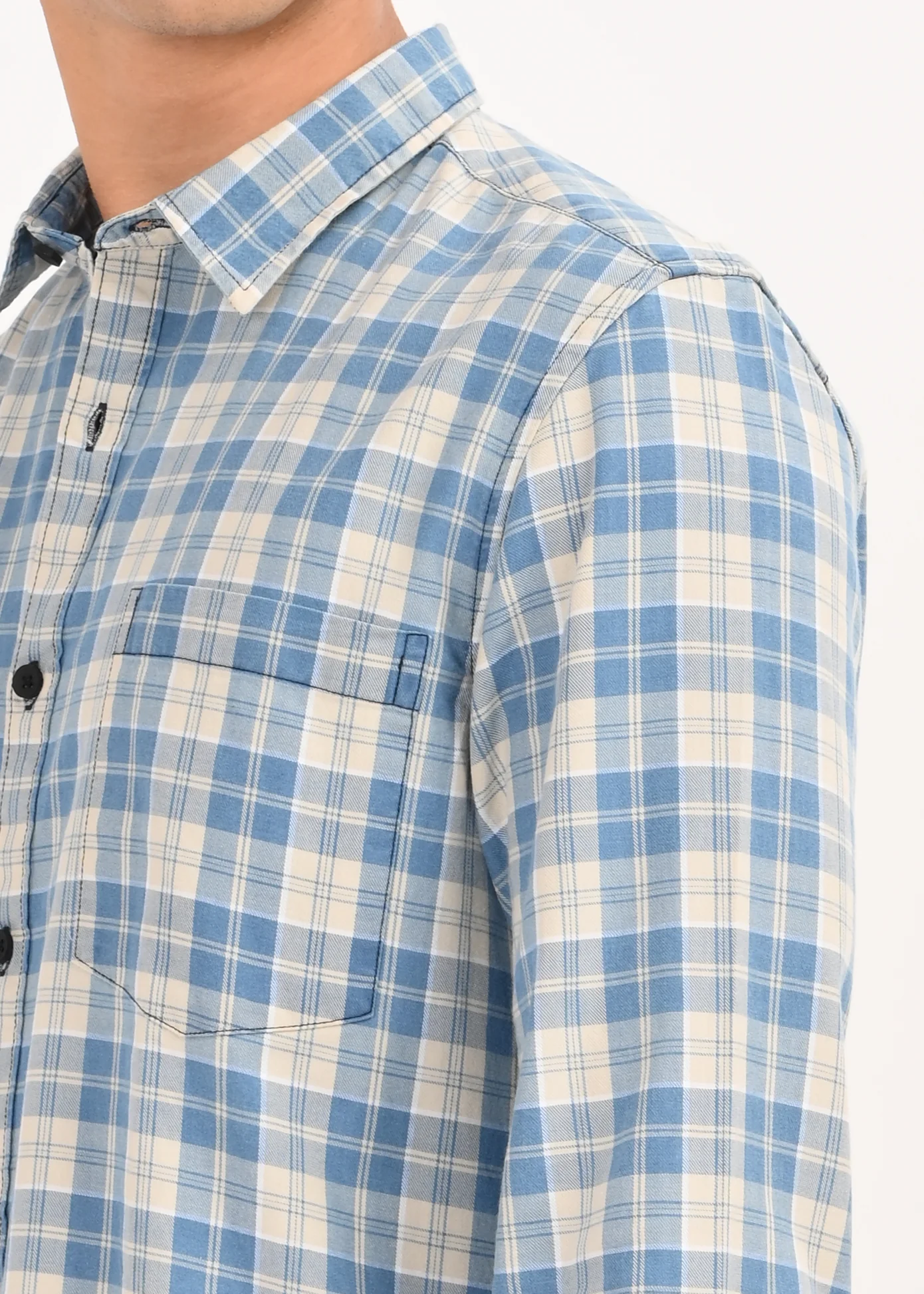 Men Indigo Dyed Checked Shirt - Image 3