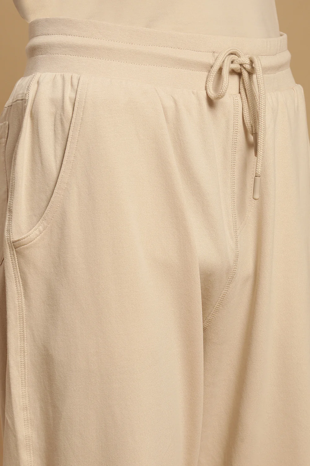 Men Beige French Terry Jogger - Image 4