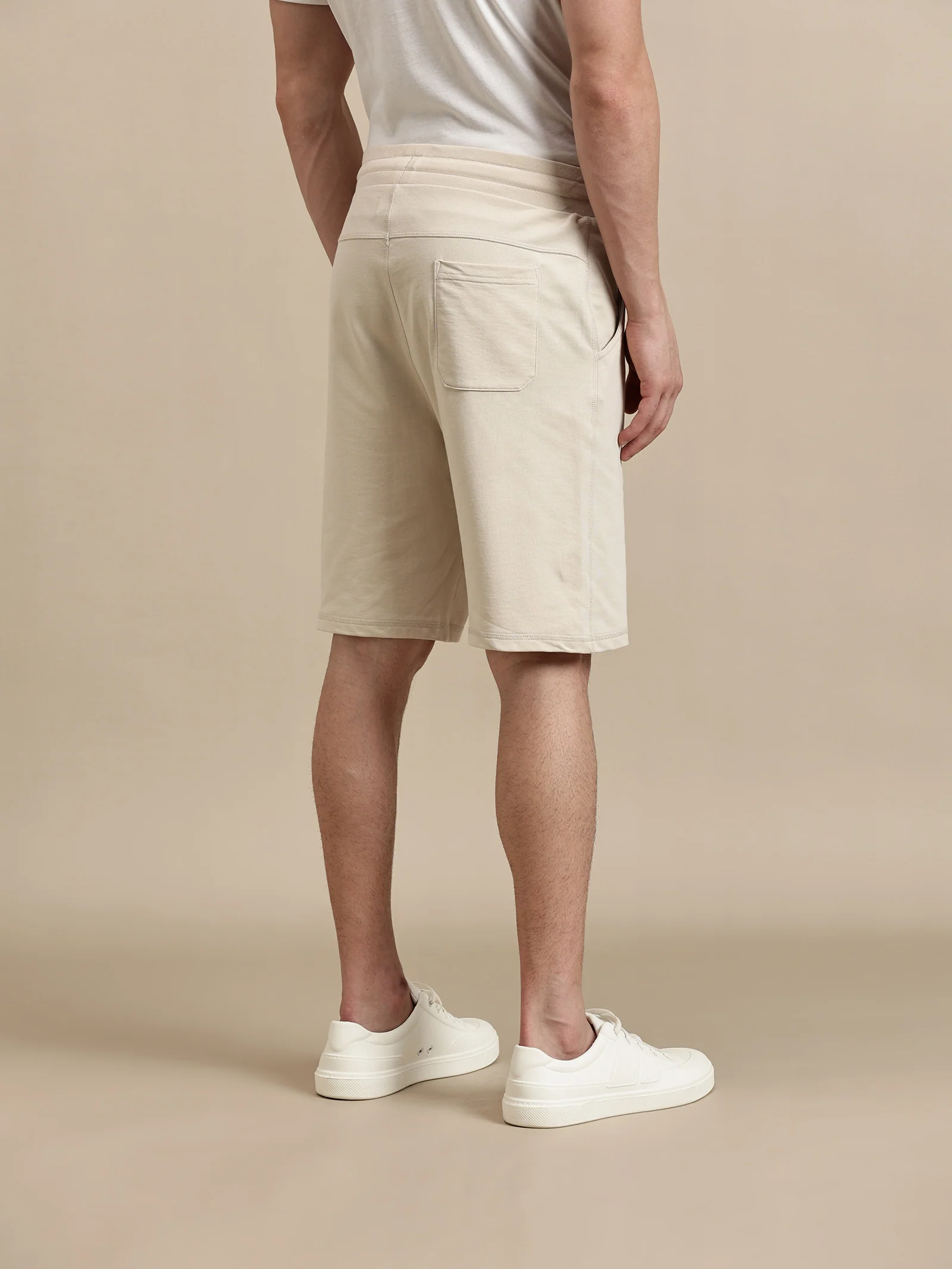 Men Beige French Terry Short - Image 3