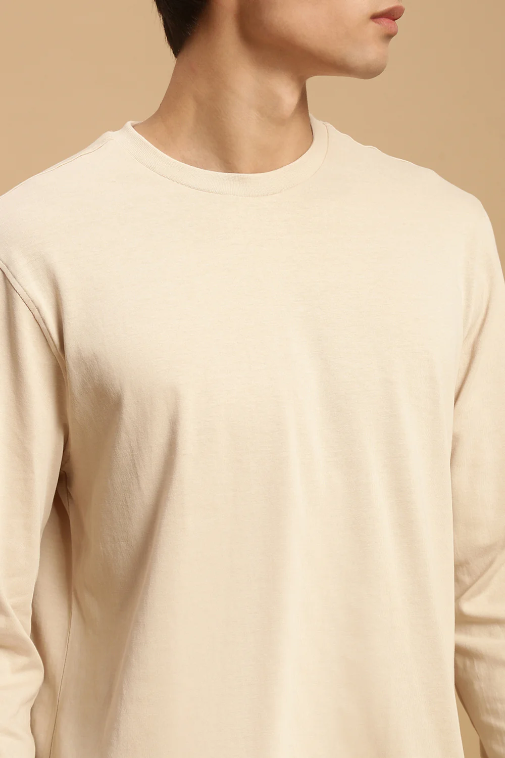 Men Beige Full Sleeve T-Shirt - Image 4