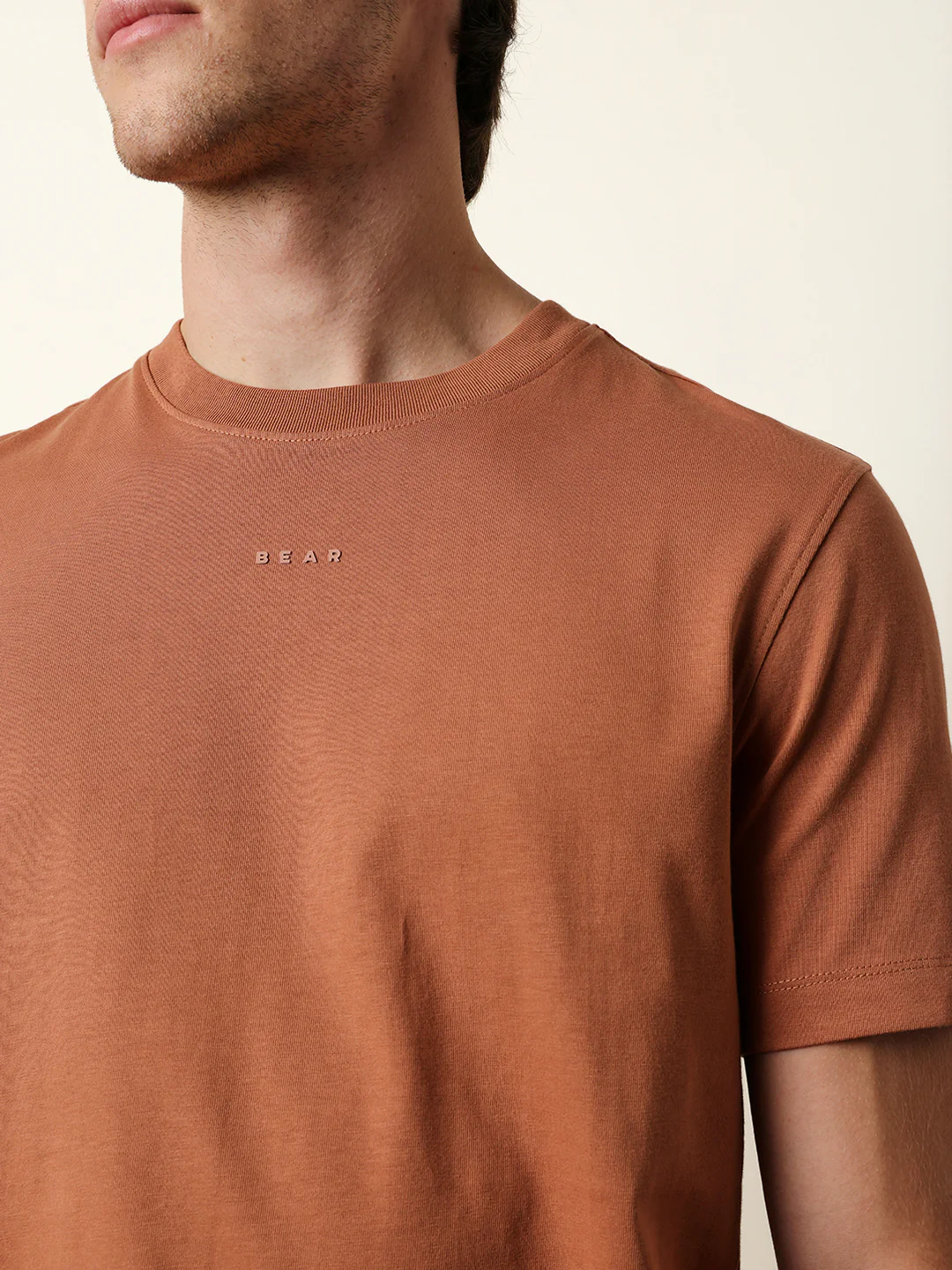 Men Beige Half Sleeve Regular T-Shirt - Image 6