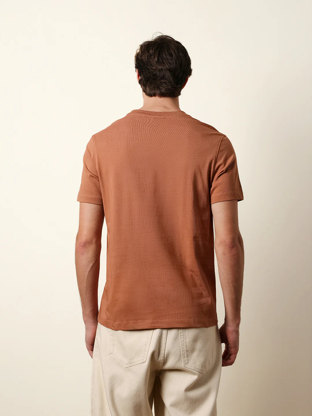 Men Beige Half Sleeve Regular T-Shirt - Image 7