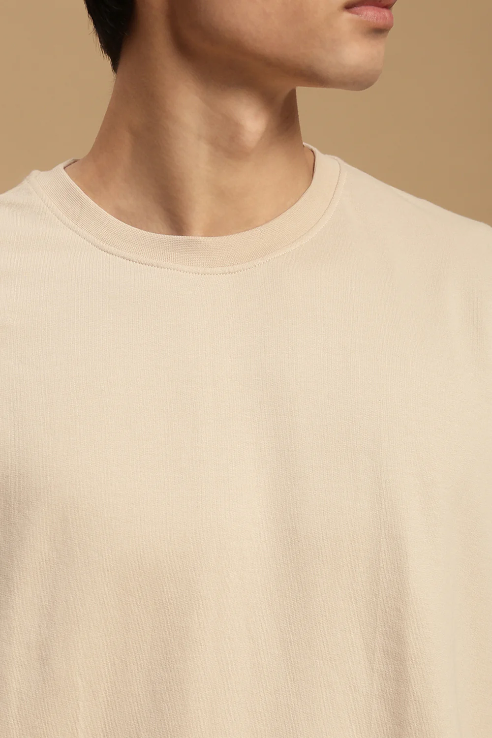 Men Beige Half Sleeve T-Shirt - Image 4