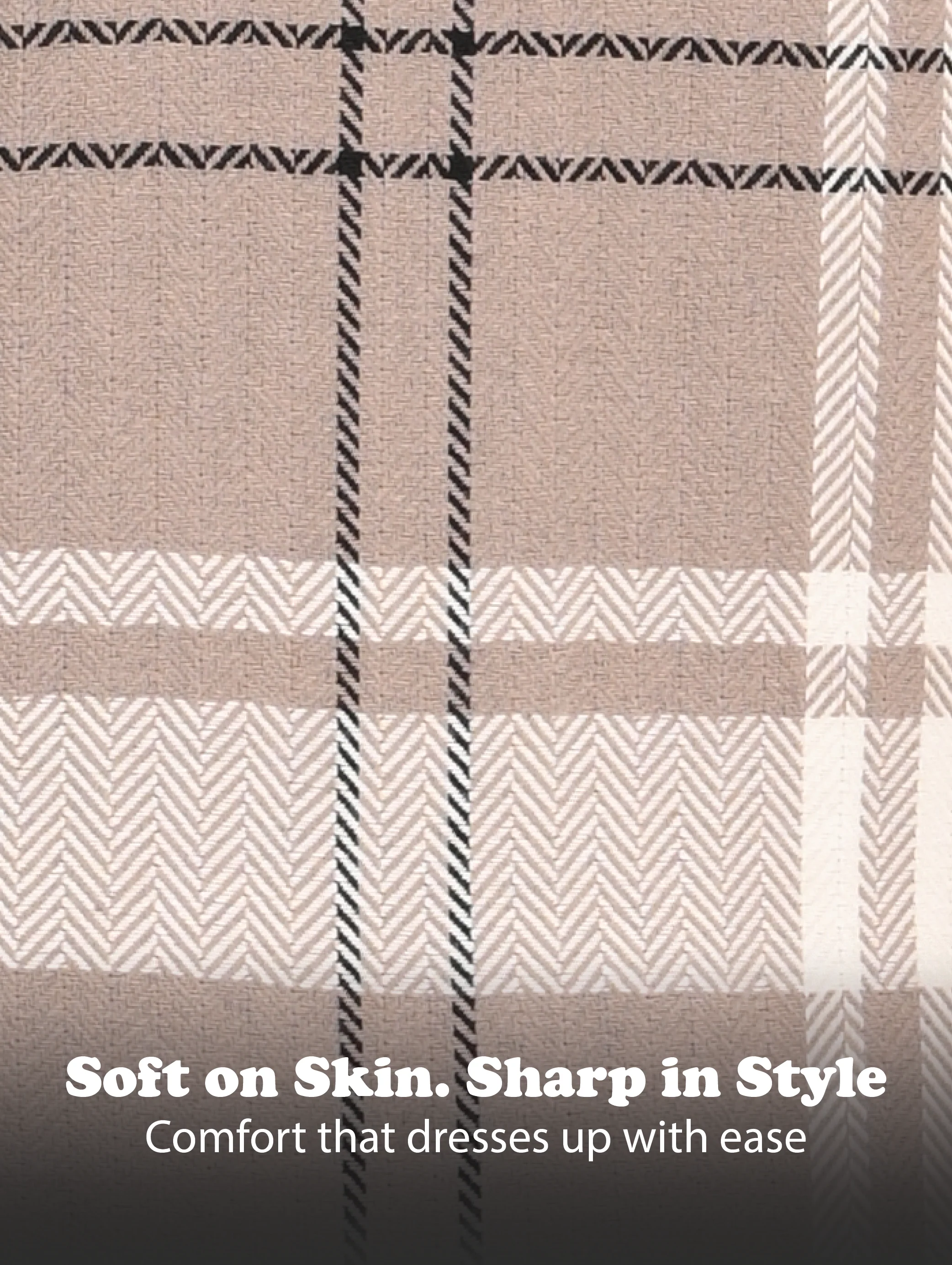 Men Beige Herringbone Checked Shirt - Image 12