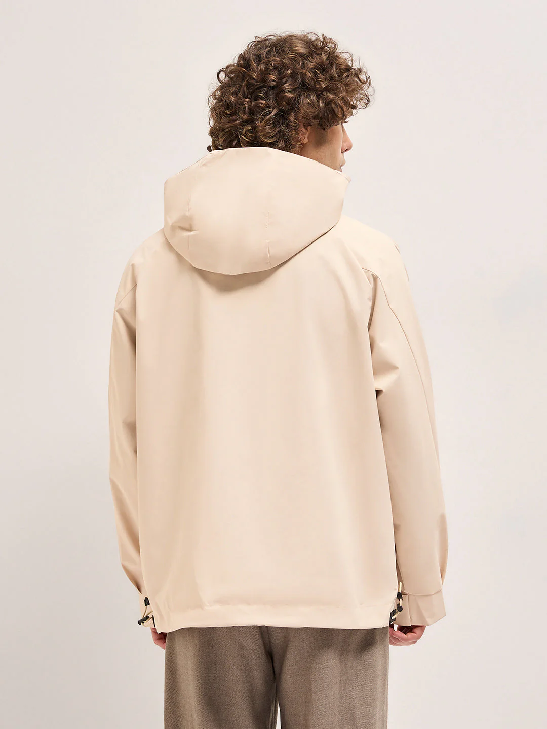 Men Beige Hooded Jacket - Image 2