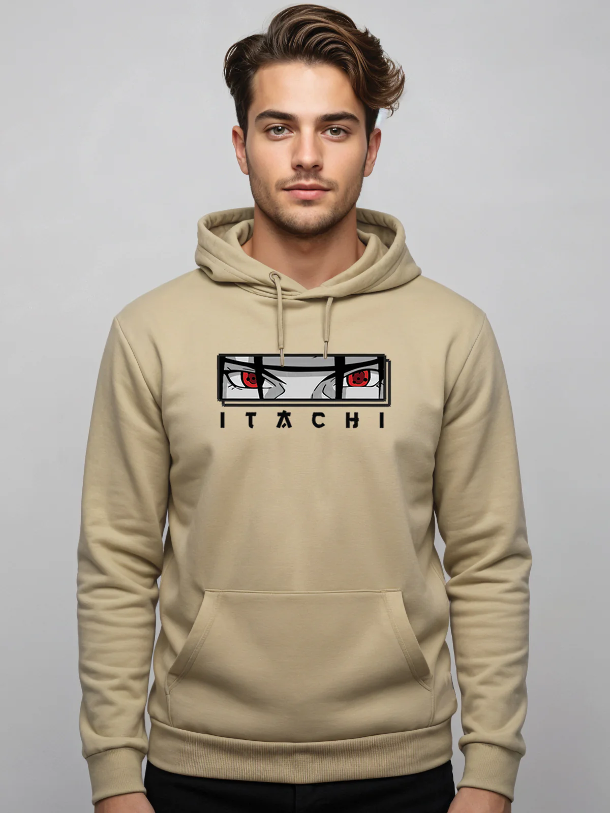 Men Beige Itachi Uchiha Hoodie