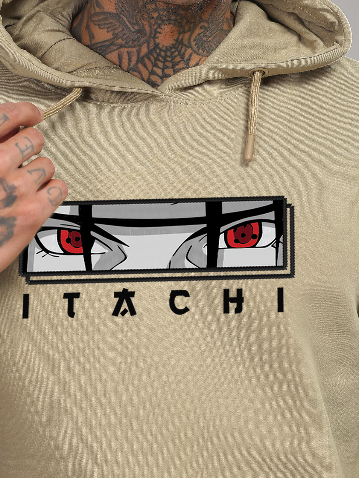 Men Beige Itachi Uchiha Hoodie - Image 3