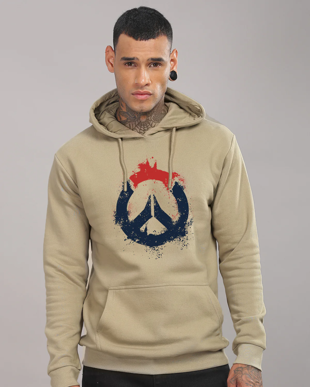 Men Beige Long Lasting Printed Hoodie - Image 2