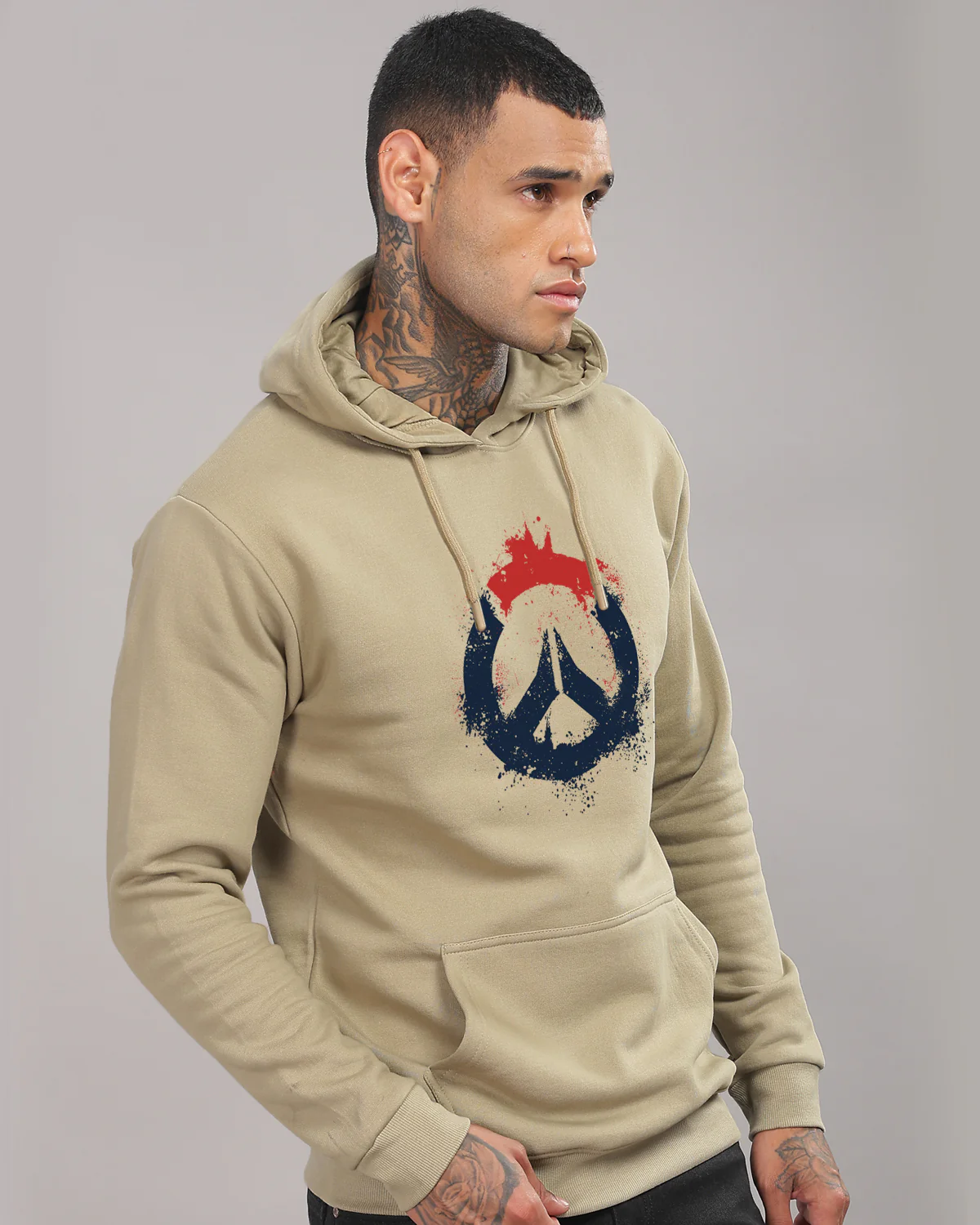 Men Beige Long Lasting Printed Hoodie - Image 4