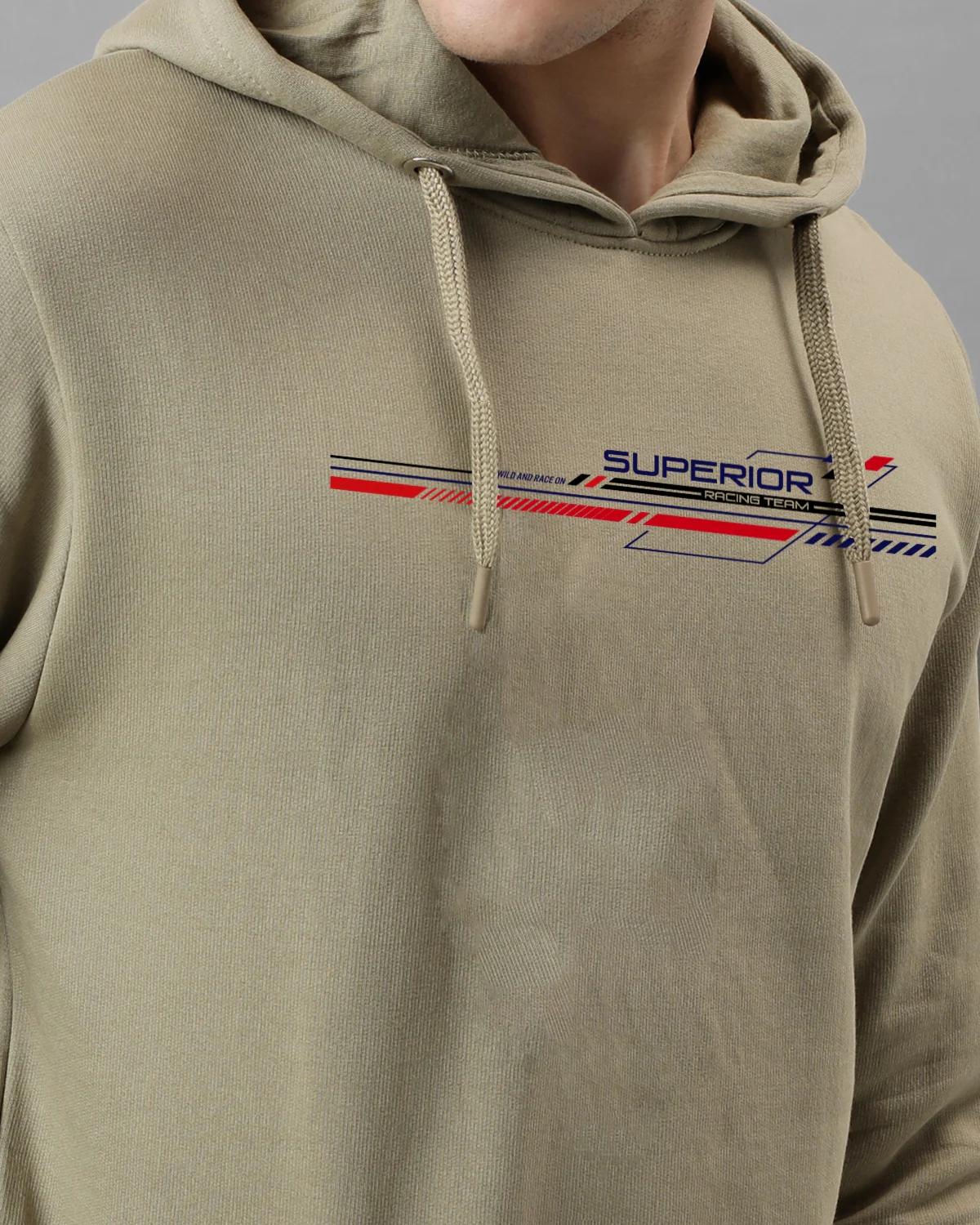 Men Beige Long Lasting Printed Hoodie - Image 3