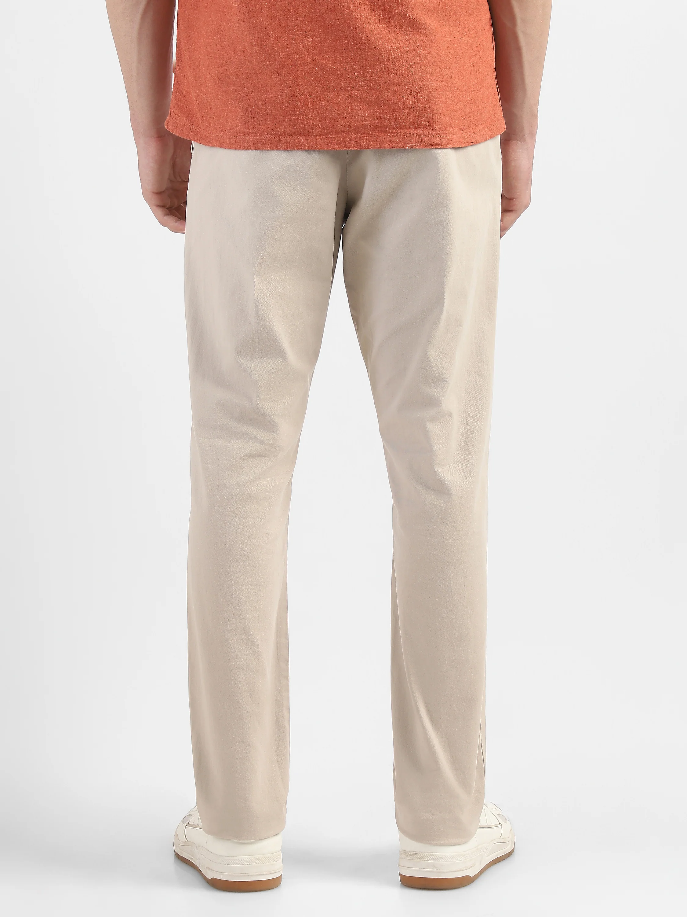 Men Beige Mid Rise Formal Trousers - Image 3