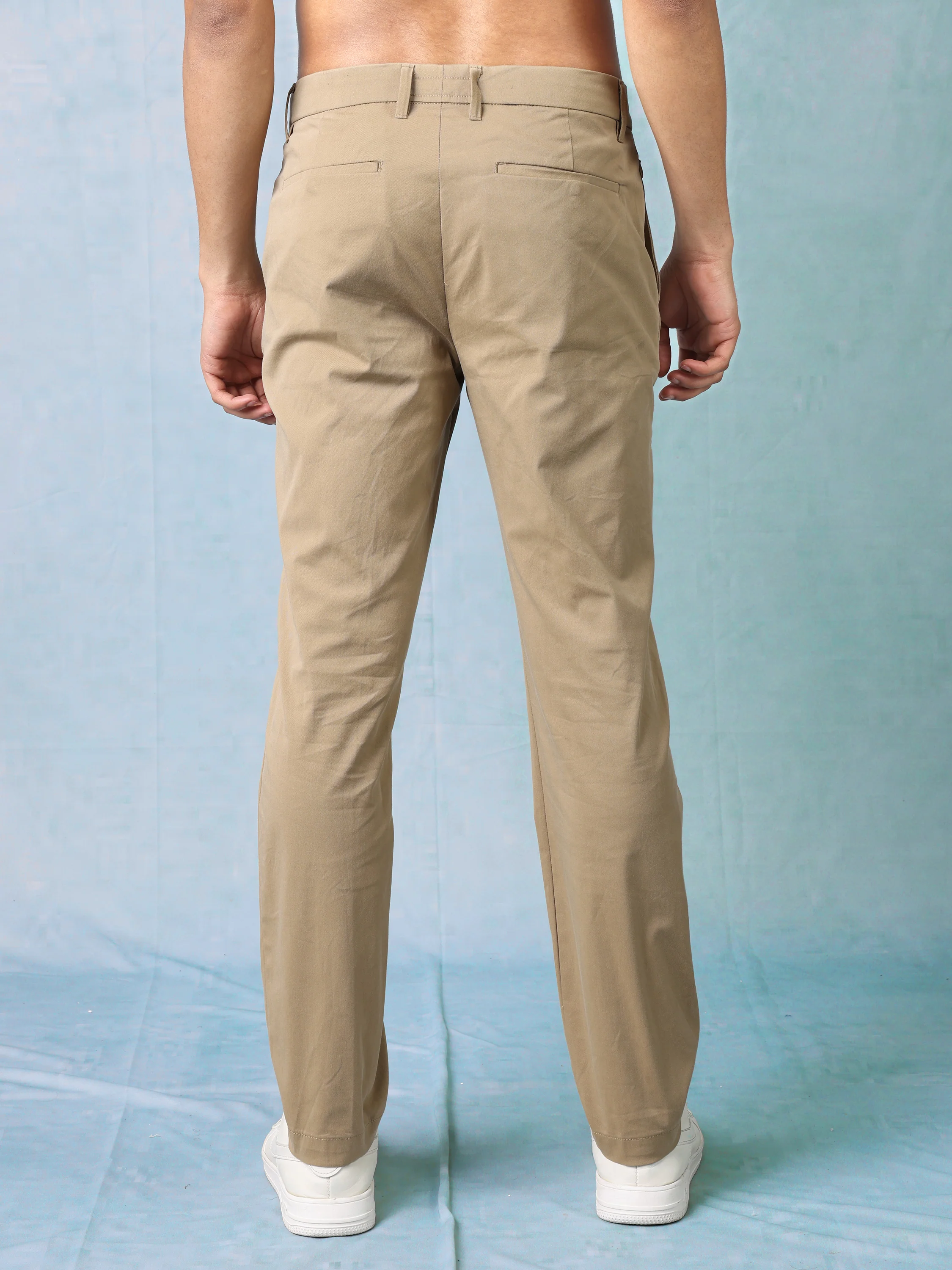 Men Beige Mid Rise Regular Fit Trouser - Image 4