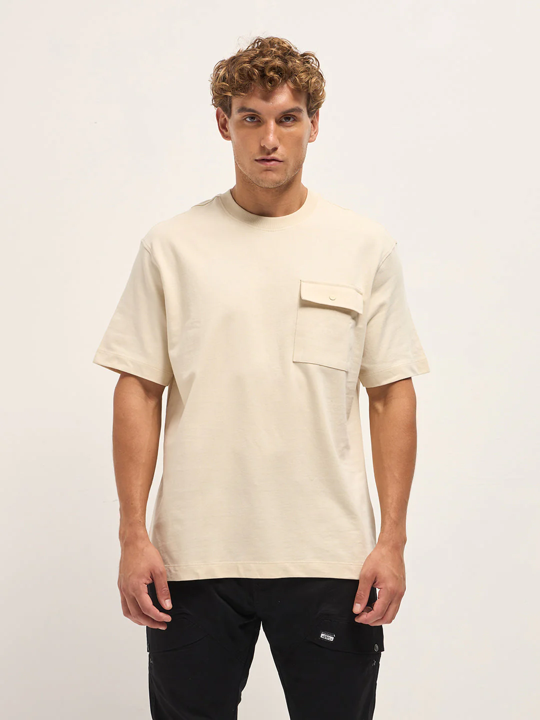 Men Beige Oversize Graphic T-Shirt - Image 6