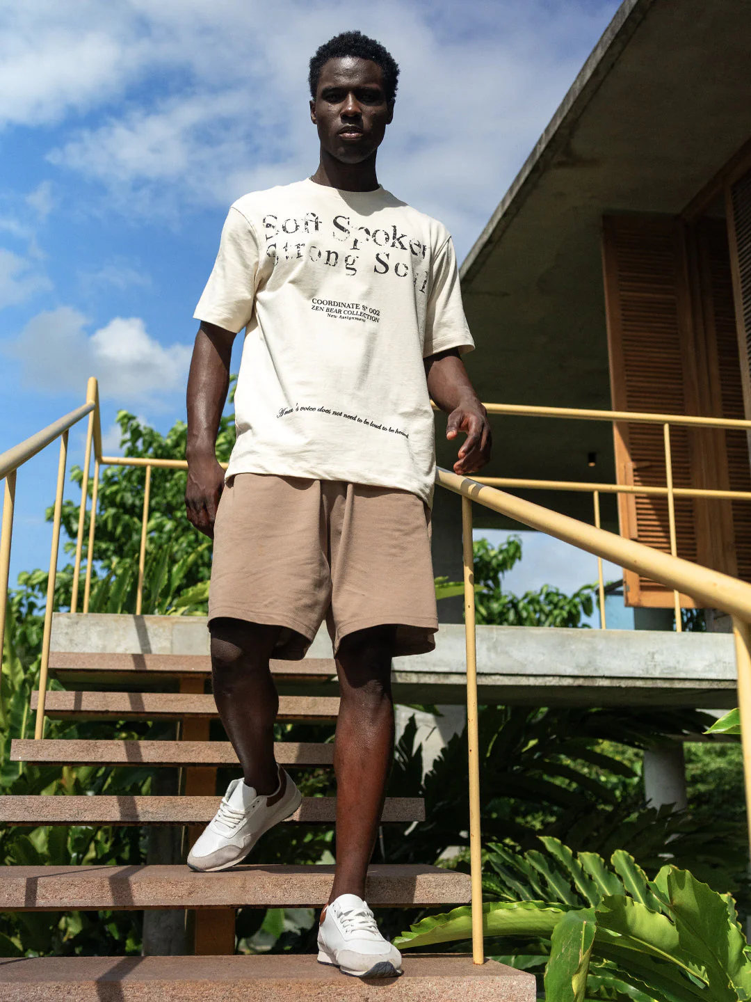 Men Beige Oversized Crew Neck T-Shirt - Image 2