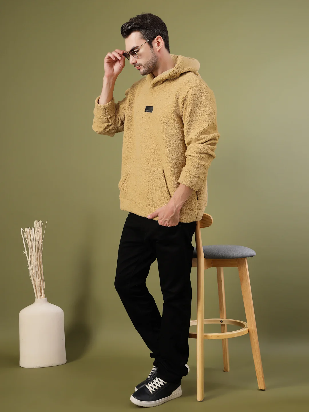 Men Beige Oversized Sweatshirt - Image 4
