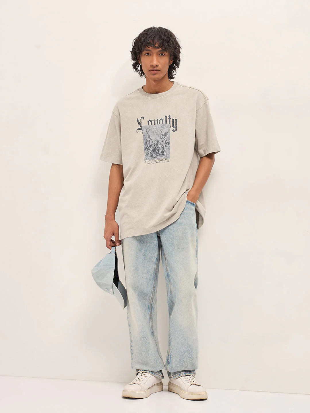 Men Beige Oversized T-Shirt - Image 4