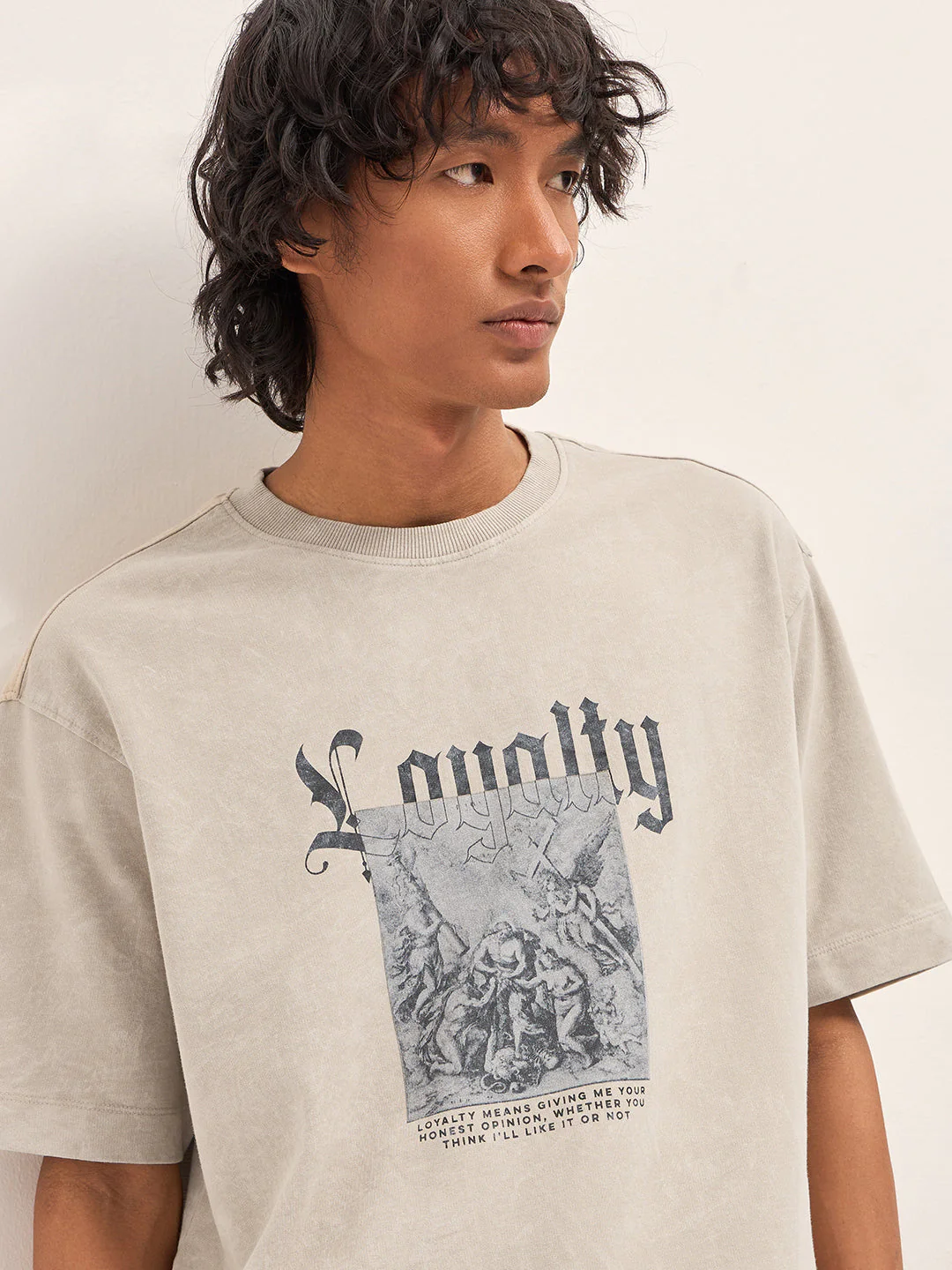 Men Beige Oversized T-Shirt - Image 5