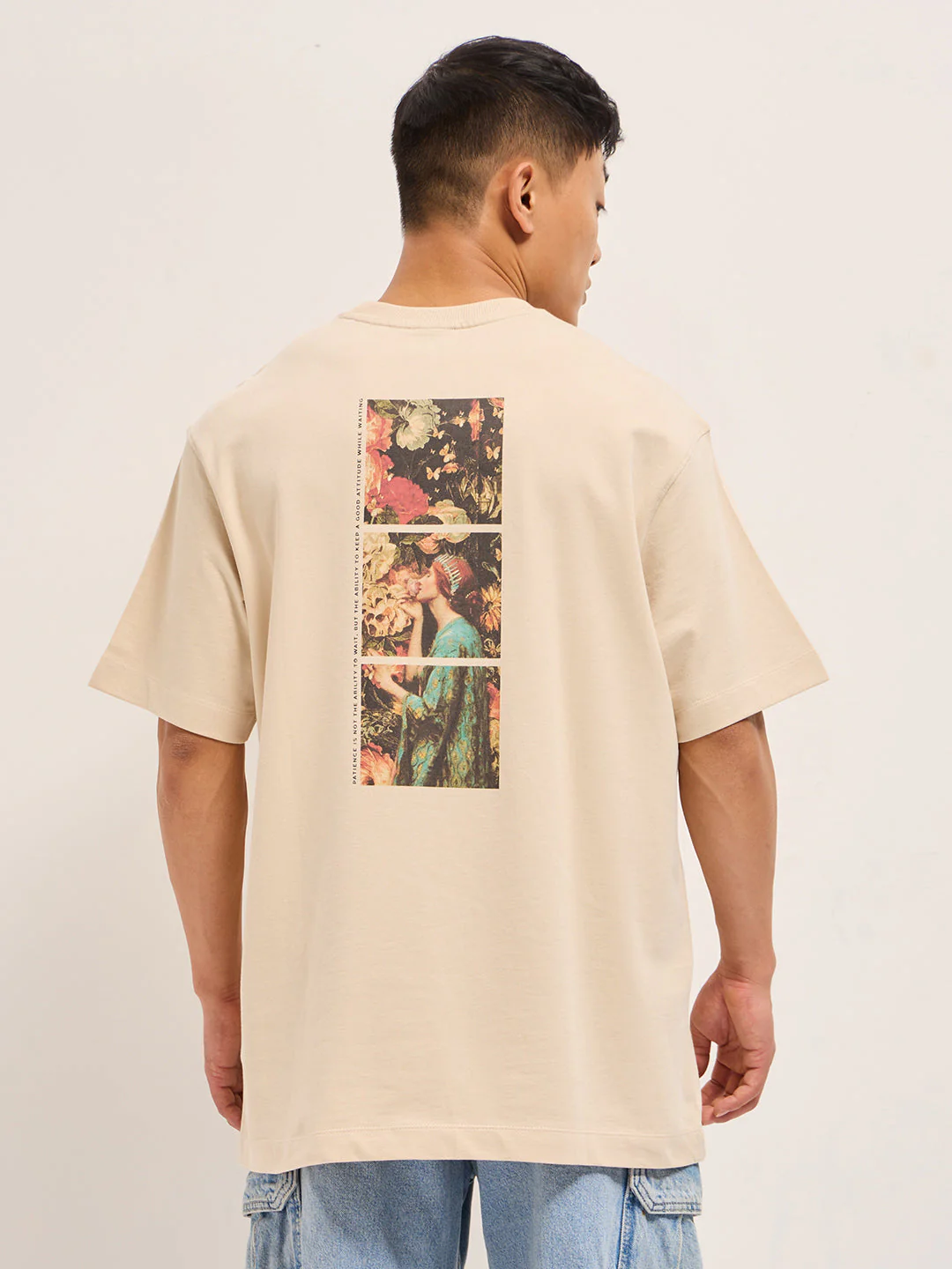 Men Beige Oversized T-Shirt - Image 3