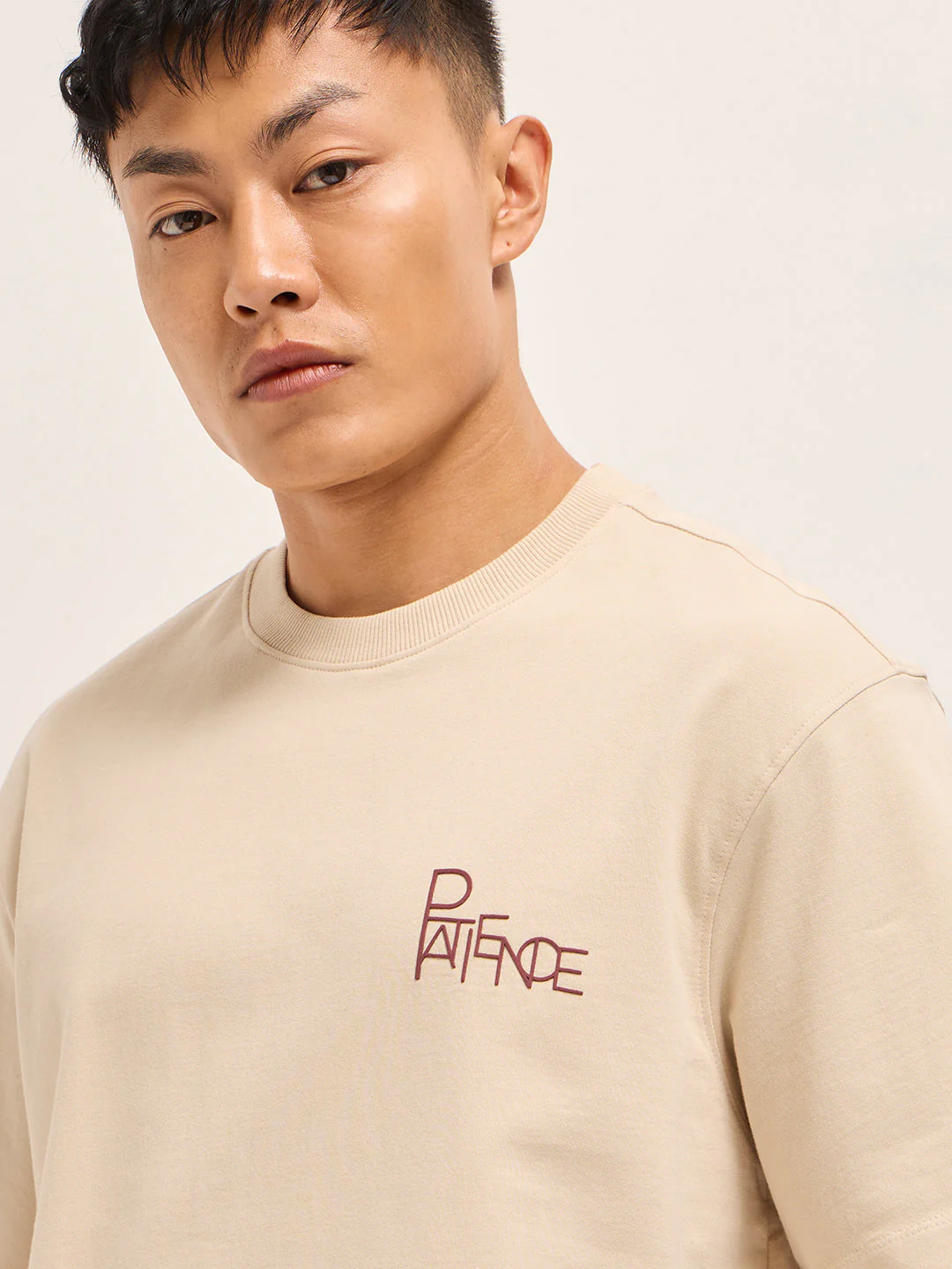 Men Beige Oversized T-Shirt - Image 5