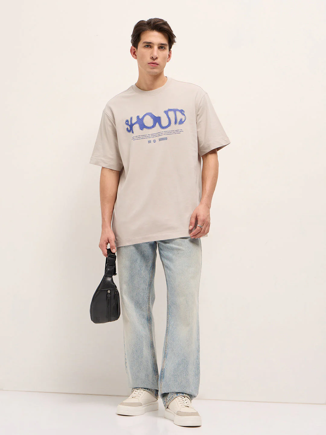 Men Beige Oversized T-Shirt - Image 4