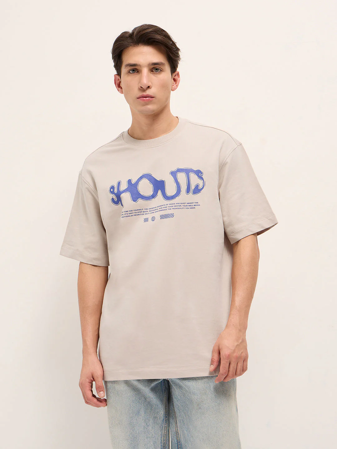 Men Beige Oversized T-Shirt - Image 6