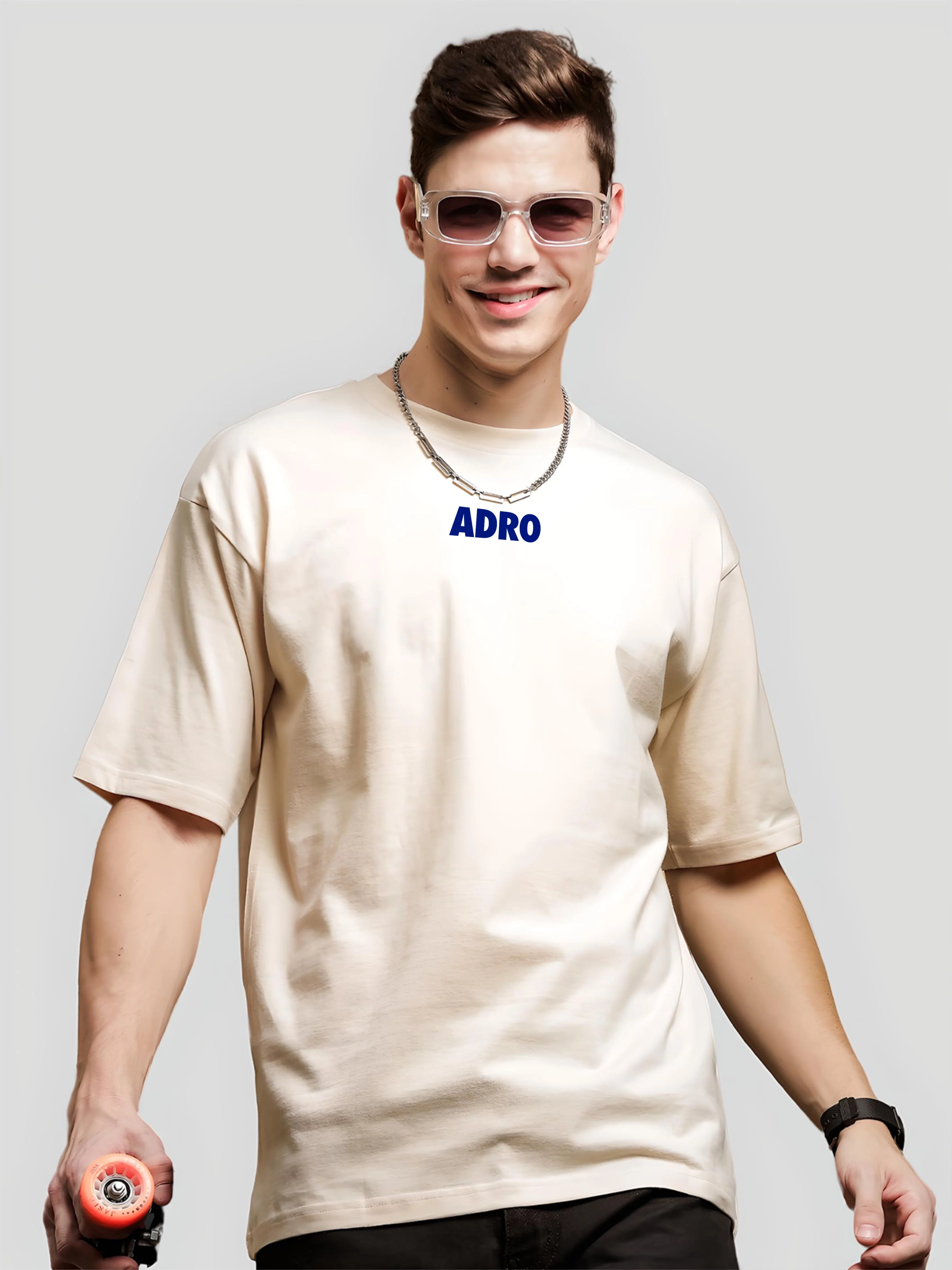 Men Beige Oversized T-Shirt - Image 3
