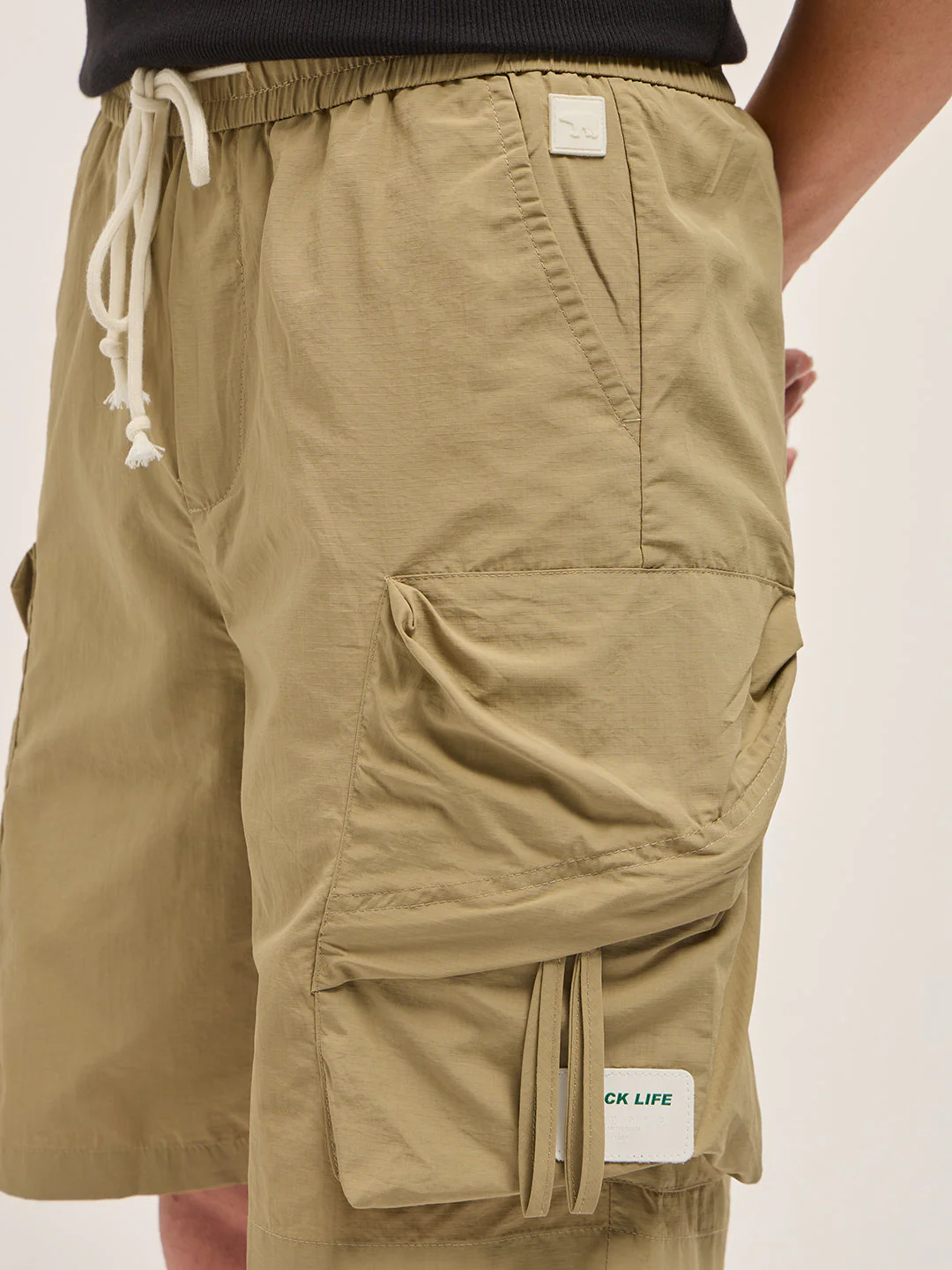 Men Beige Polyester Regular Fit Knee-Length Cargo Shorts - Image 5