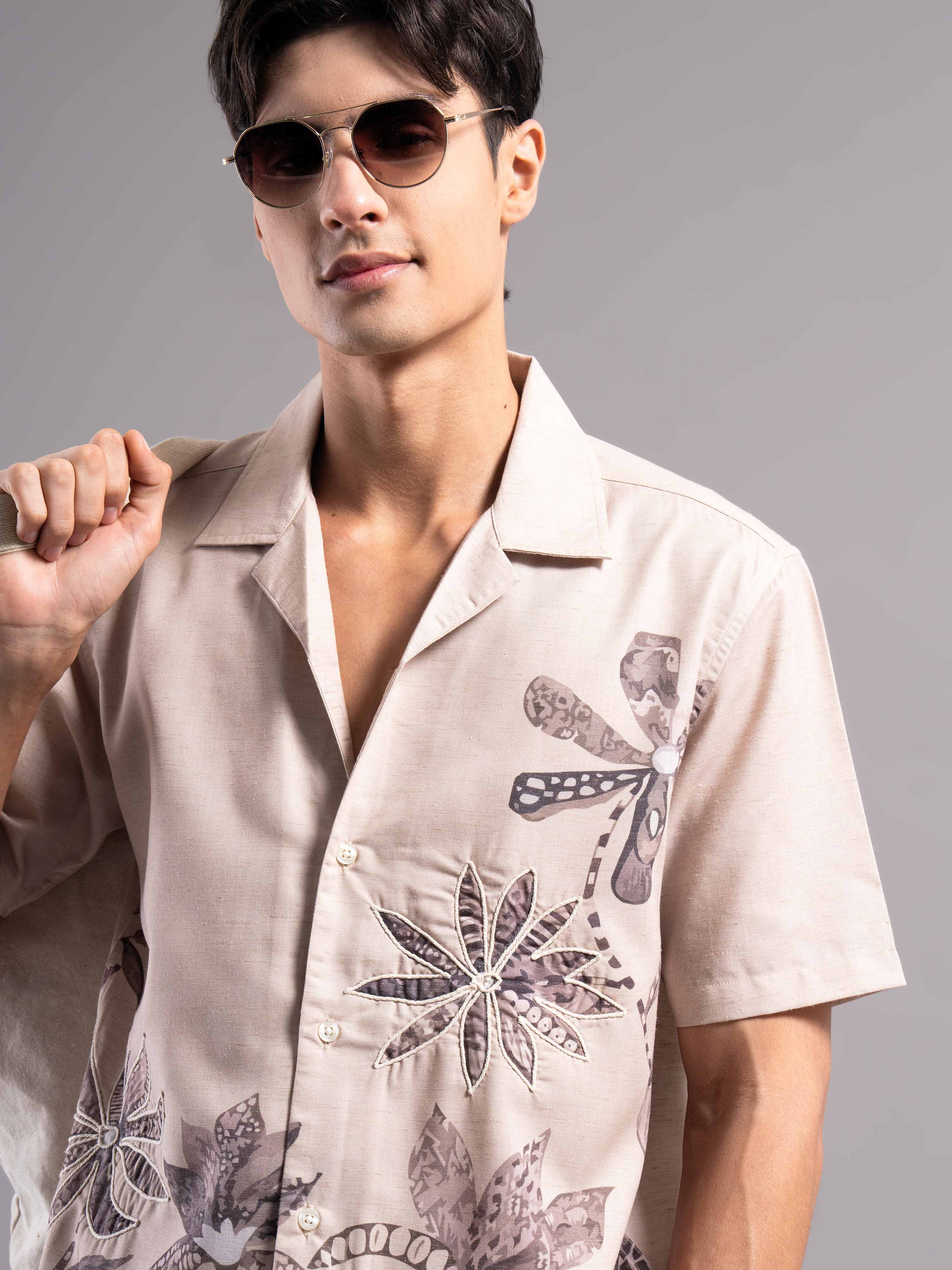 Men Beige Printed Casual Shirt - Image 4