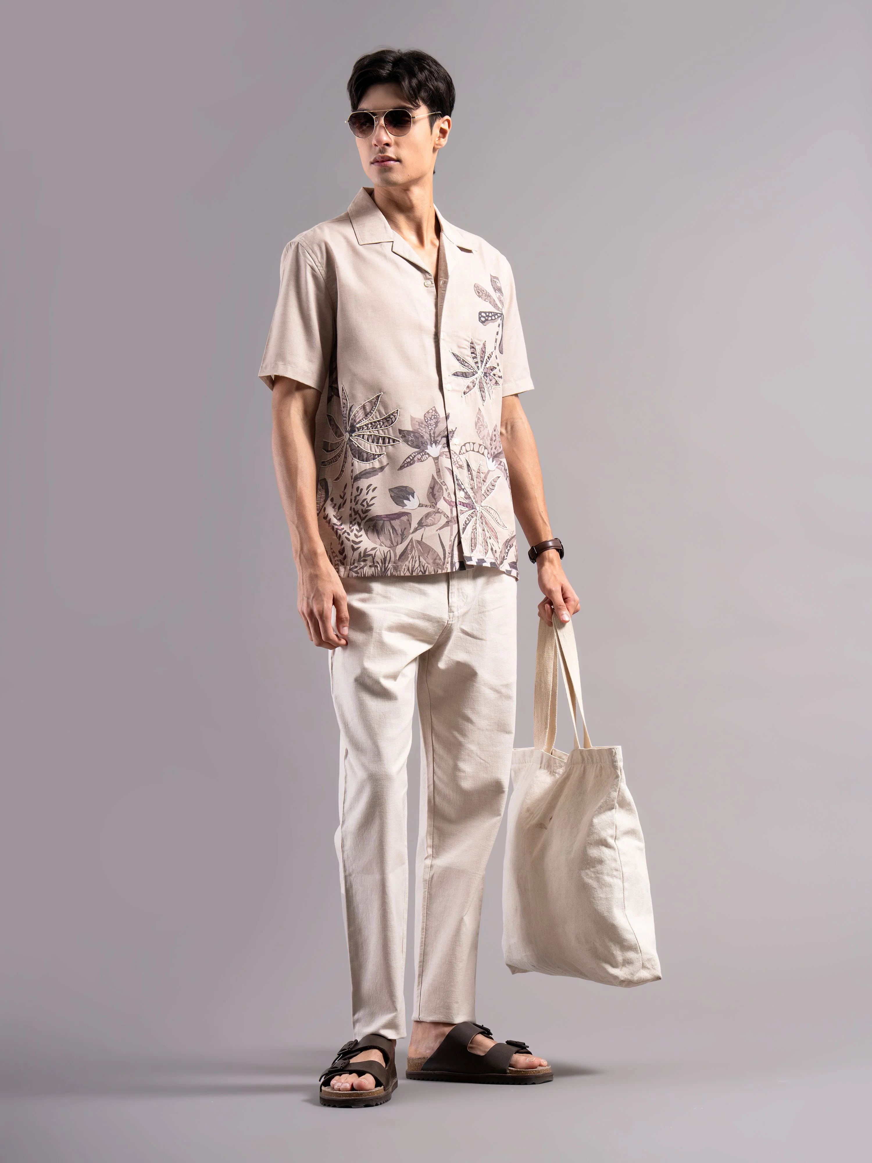 Men Beige Printed Casual Shirt - Image 6