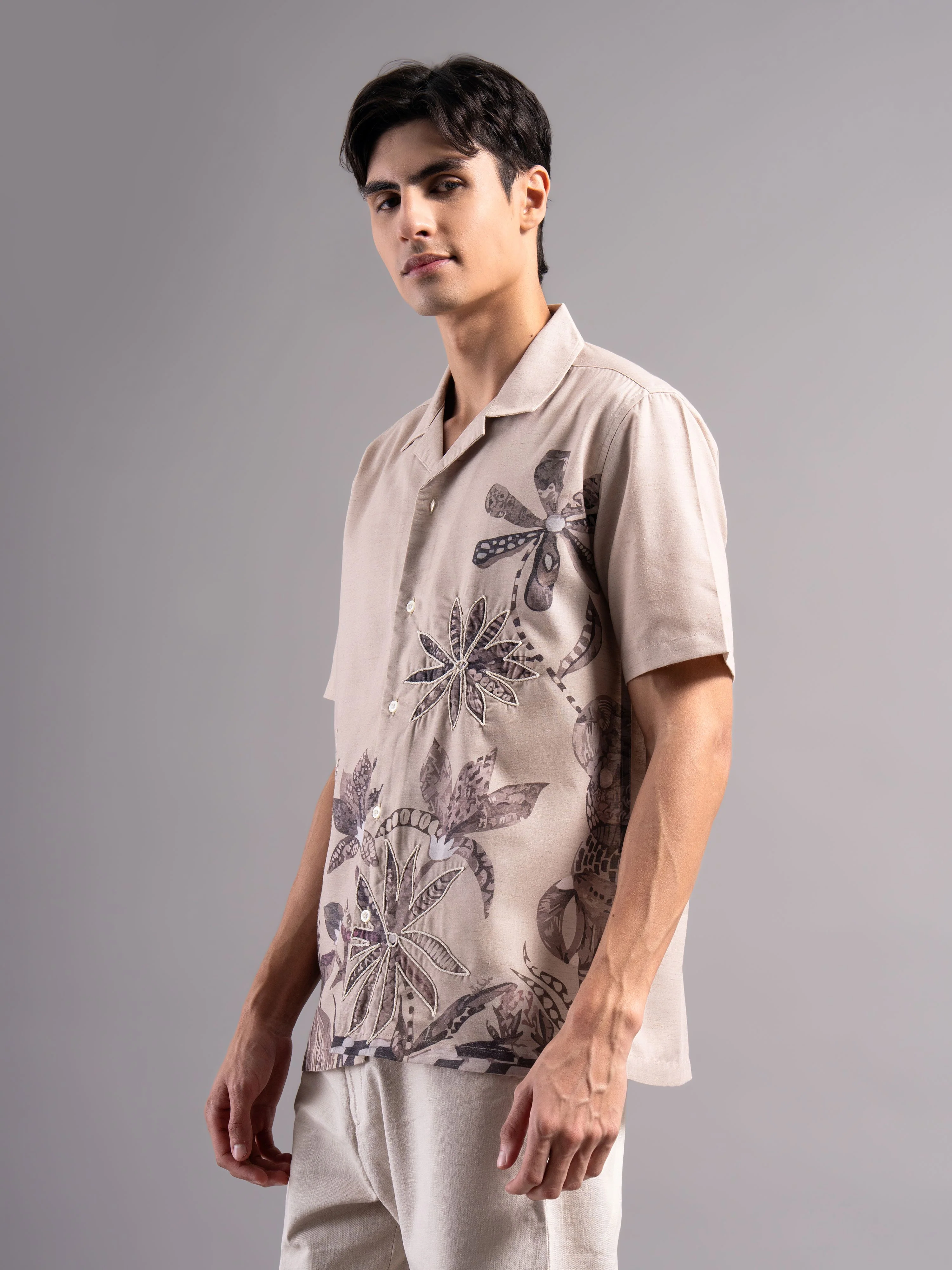 Men Beige Printed Casual Shirt - Image 7