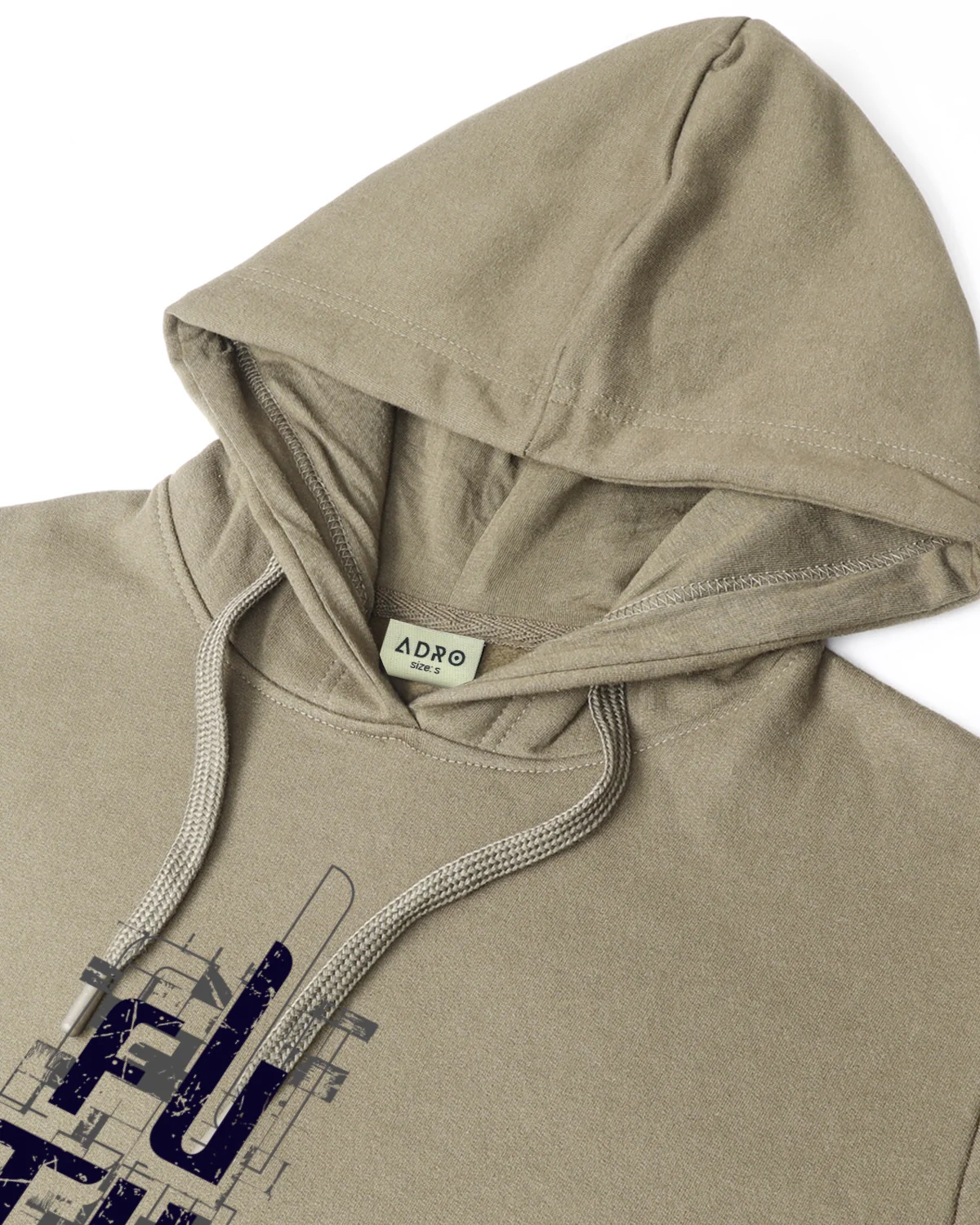 Men Beige Printed Cotton Hoodie - Image 6