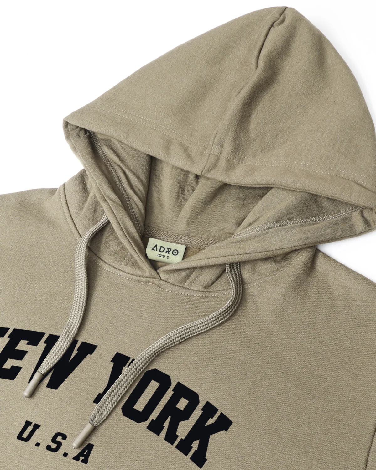 Men Beige Printed Cotton Hoodie - Image 6