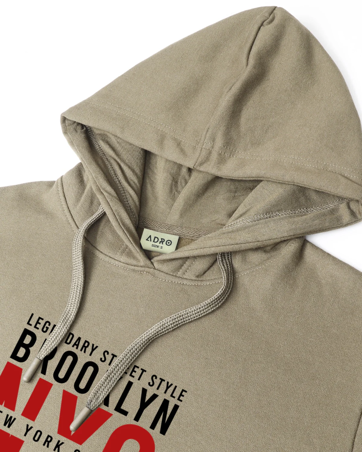 Men Beige Printed Cotton Hoodie - Image 6