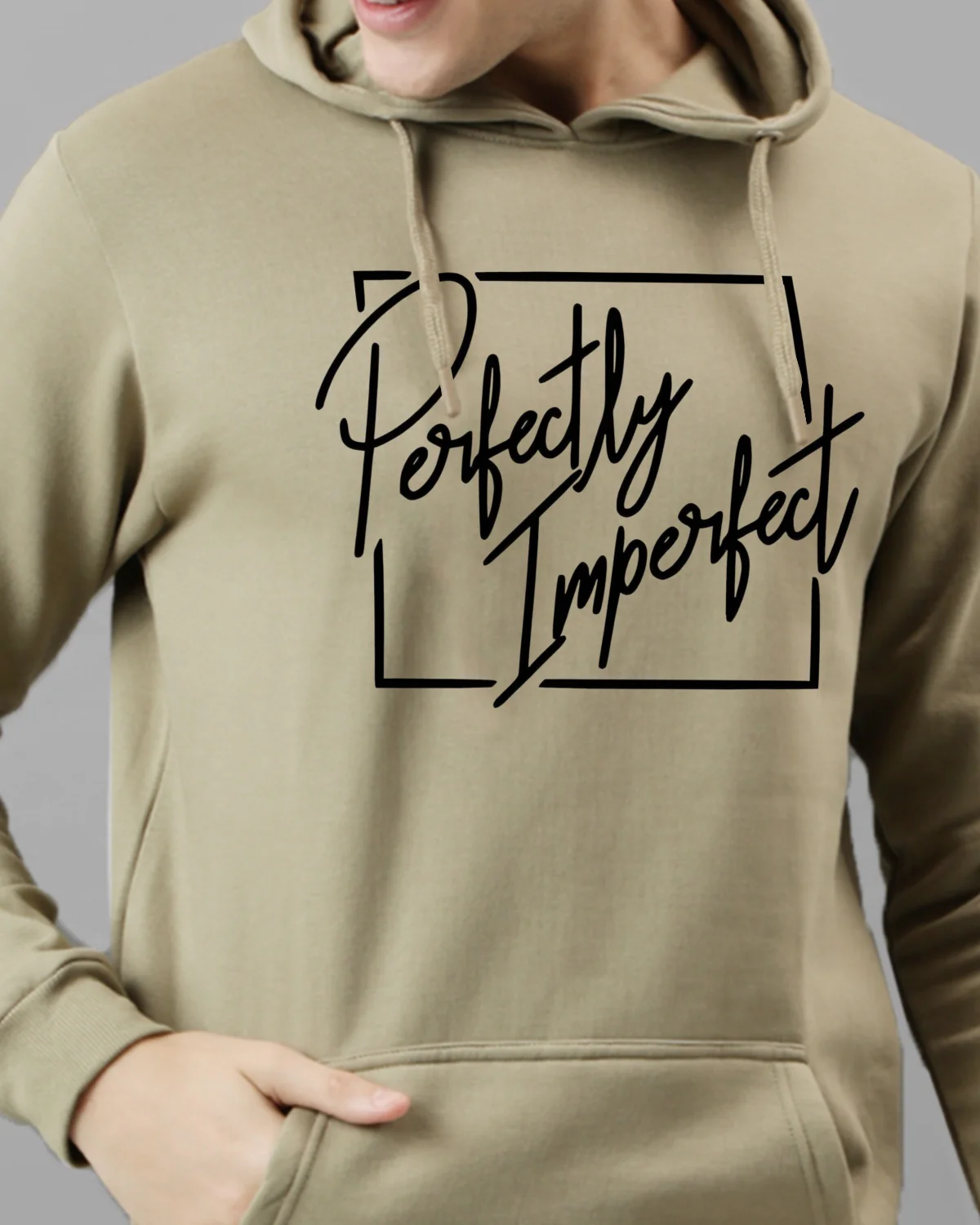 Men Beige Printed Hoodie - Image 2