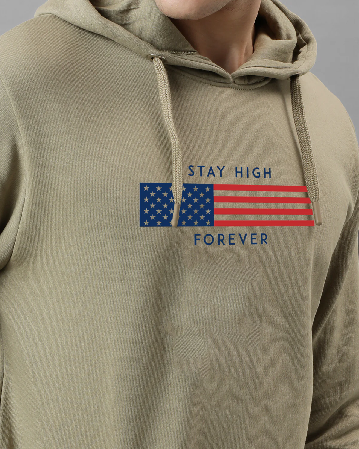 Men Beige Printed Hoodie - Image 2