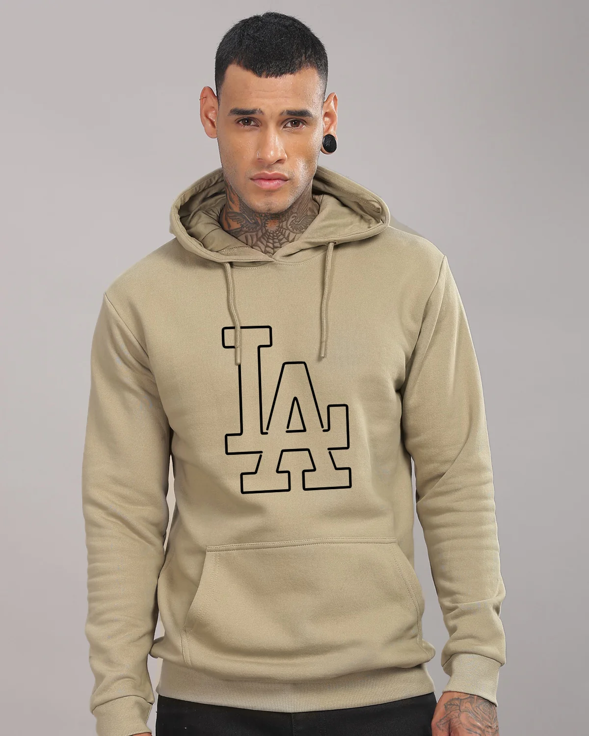 Men Beige Printed Hoodie - Image 2