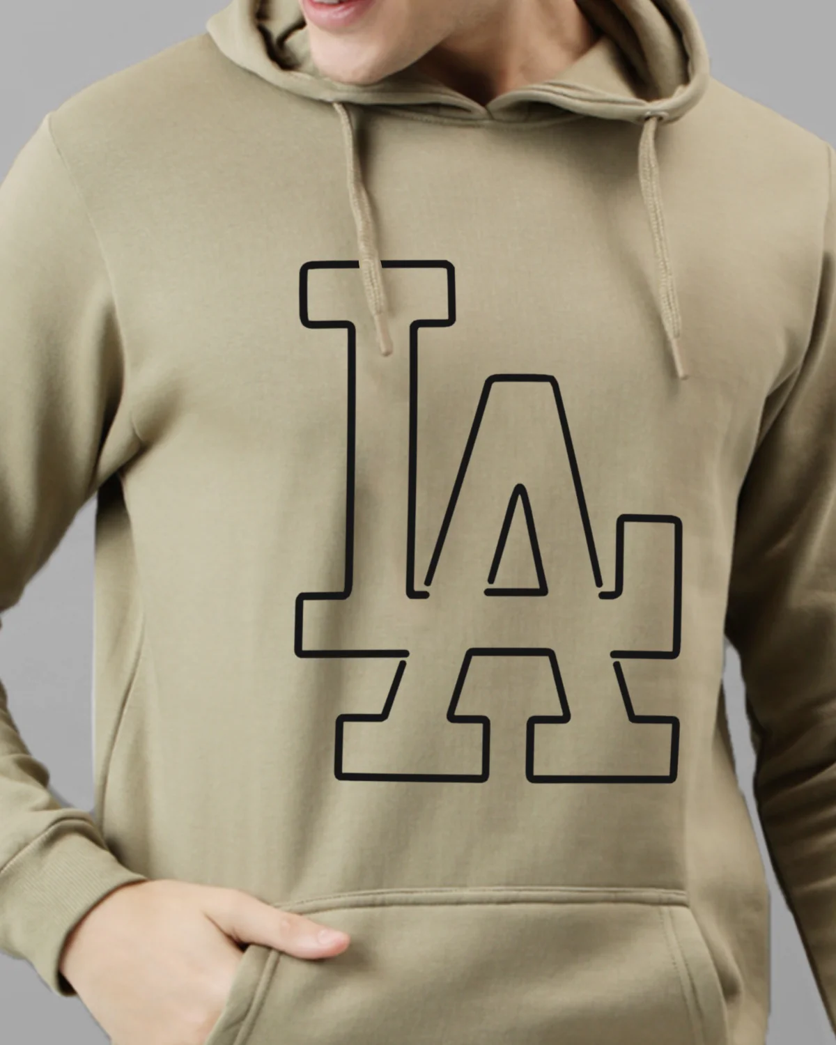 Men Beige Printed Hoodie - Image 4